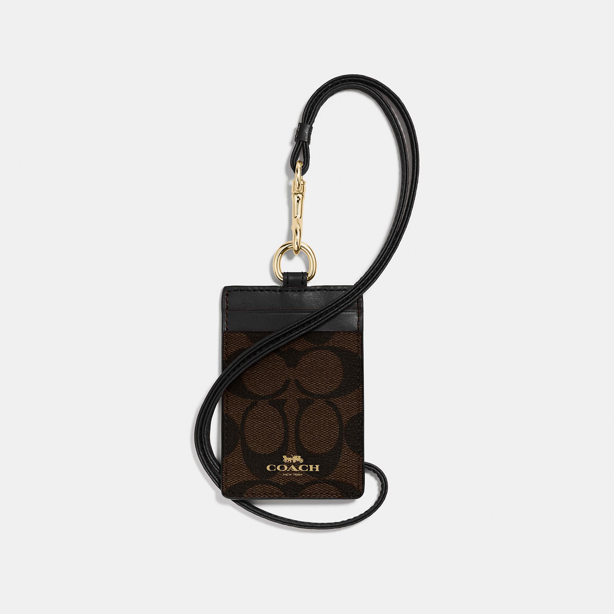 Coach ID Lanyard In Signature Canvas 'Brown/Black'