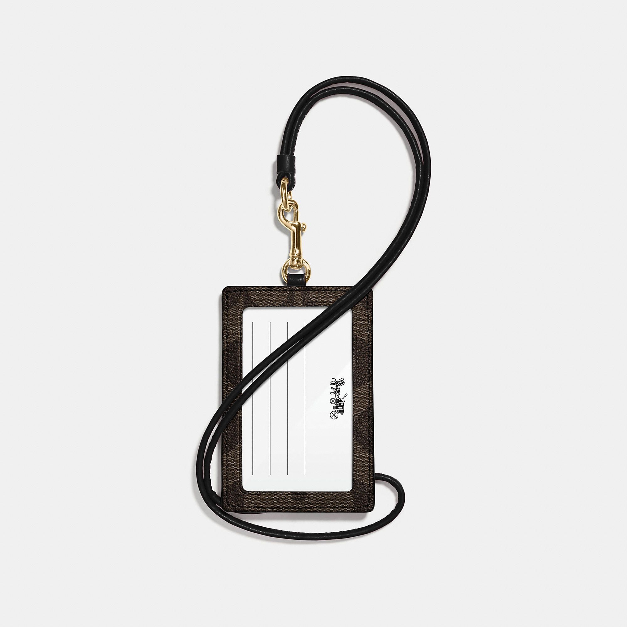 Coach ID Lanyard In Signature Canvas 'Brown/Black'