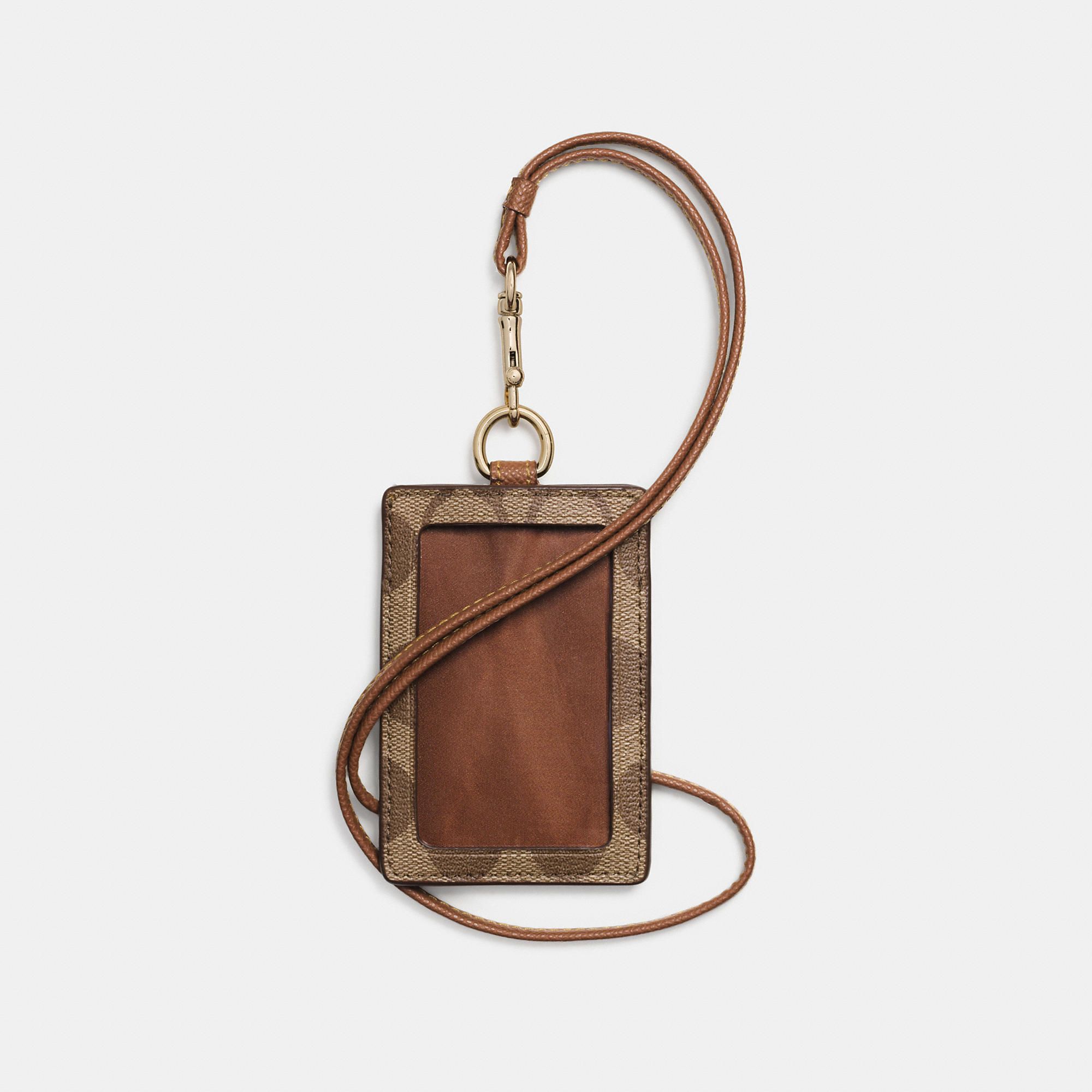 Coach ID Lanyard In Signature Canvas 'Khaki/Saddle'