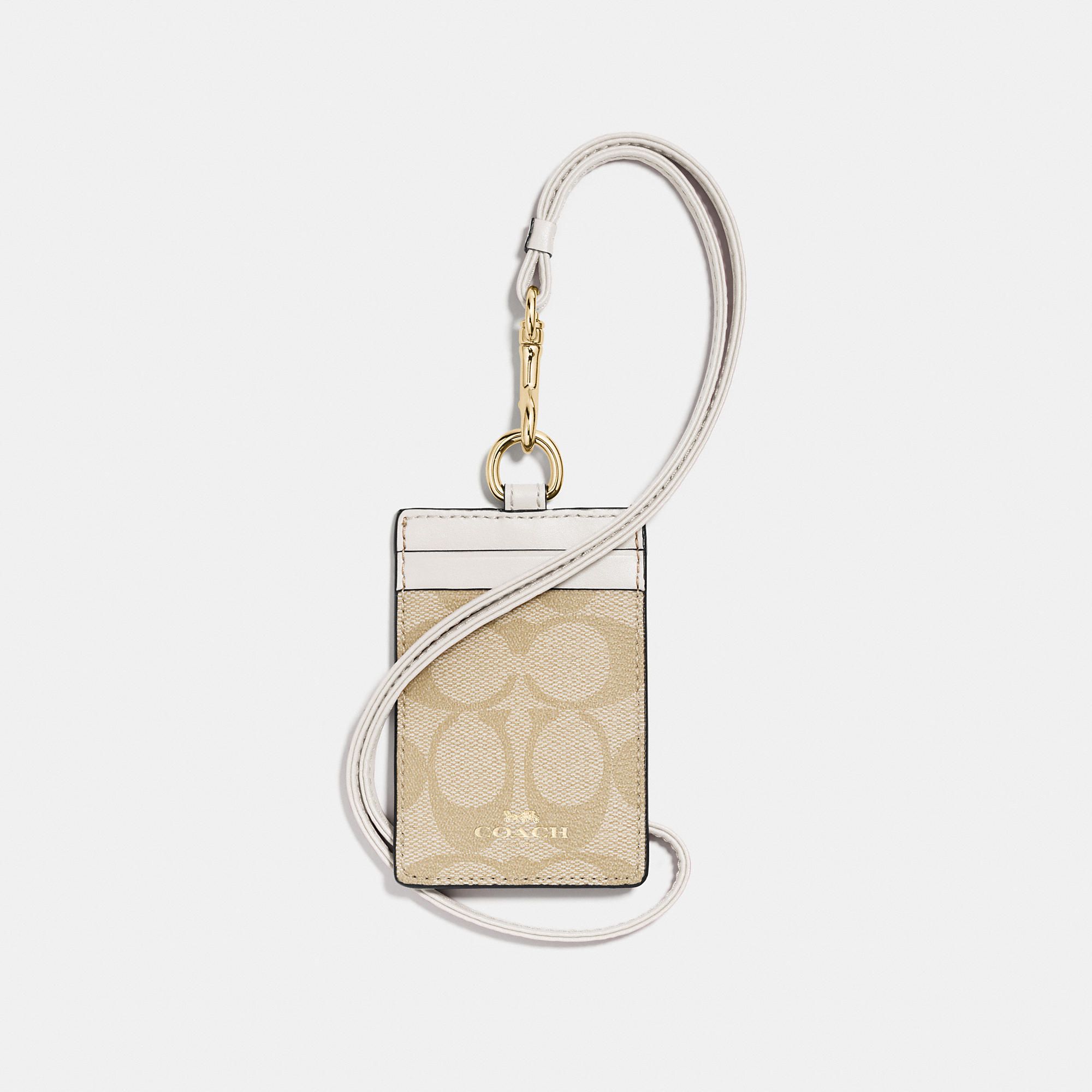 Coach ID Lanyard In Signature Canvas 'Light Khaki/Chalk'