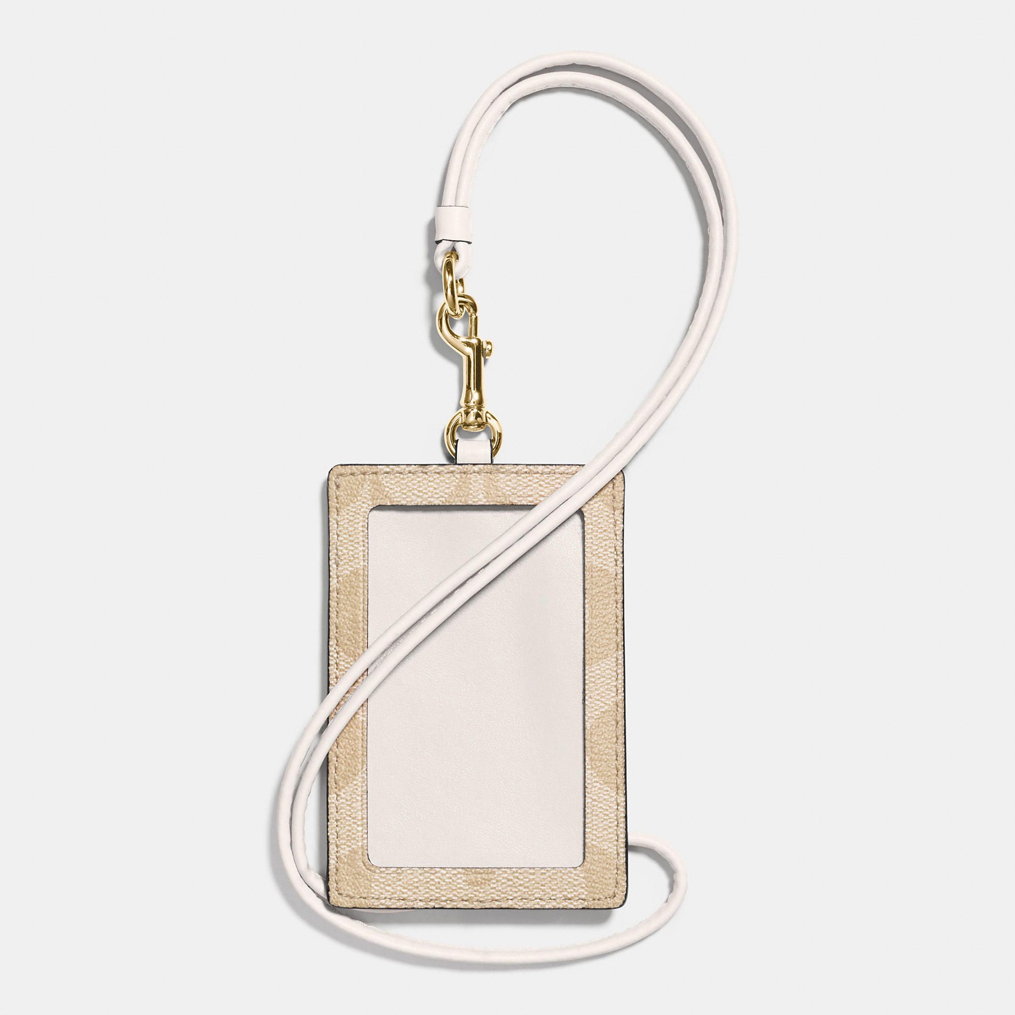Coach ID Lanyard In Signature Canvas 'Light Khaki/Chalk'
