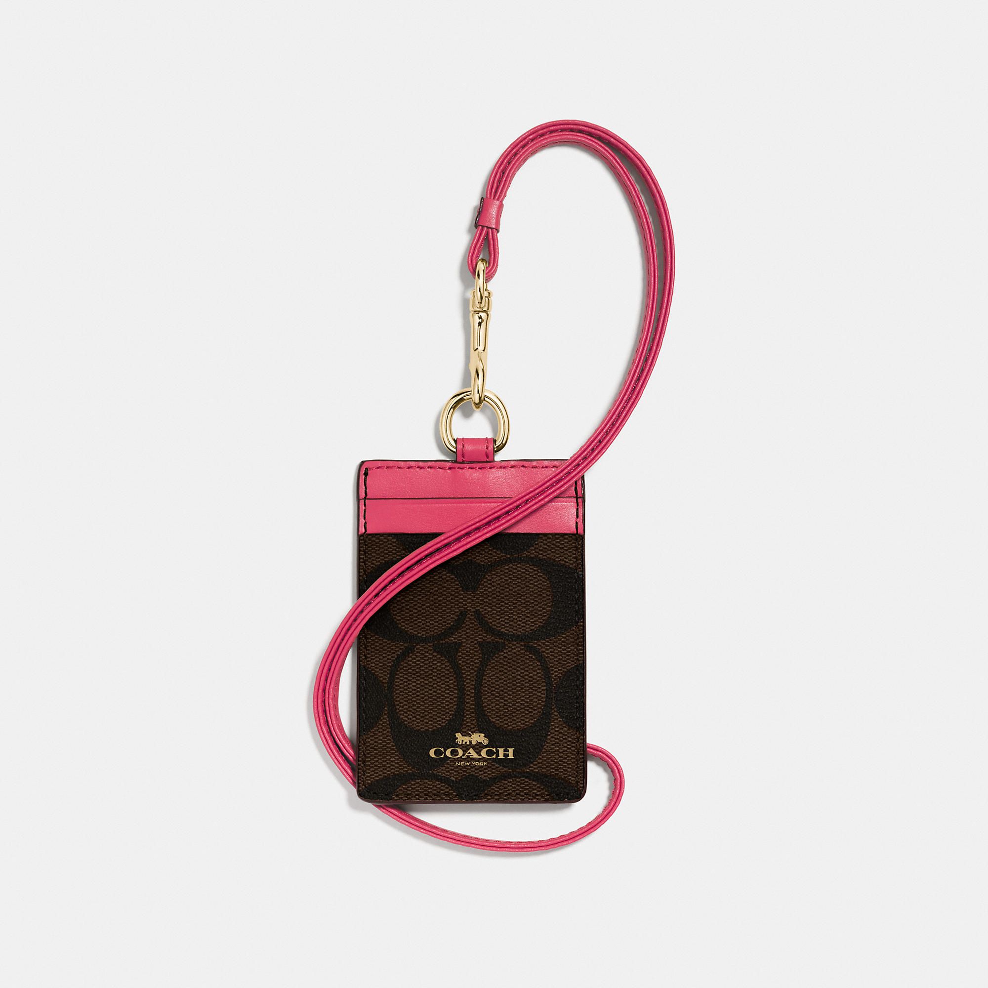 Coach ID Lanyard In Signature Canvas 'Strawberry'