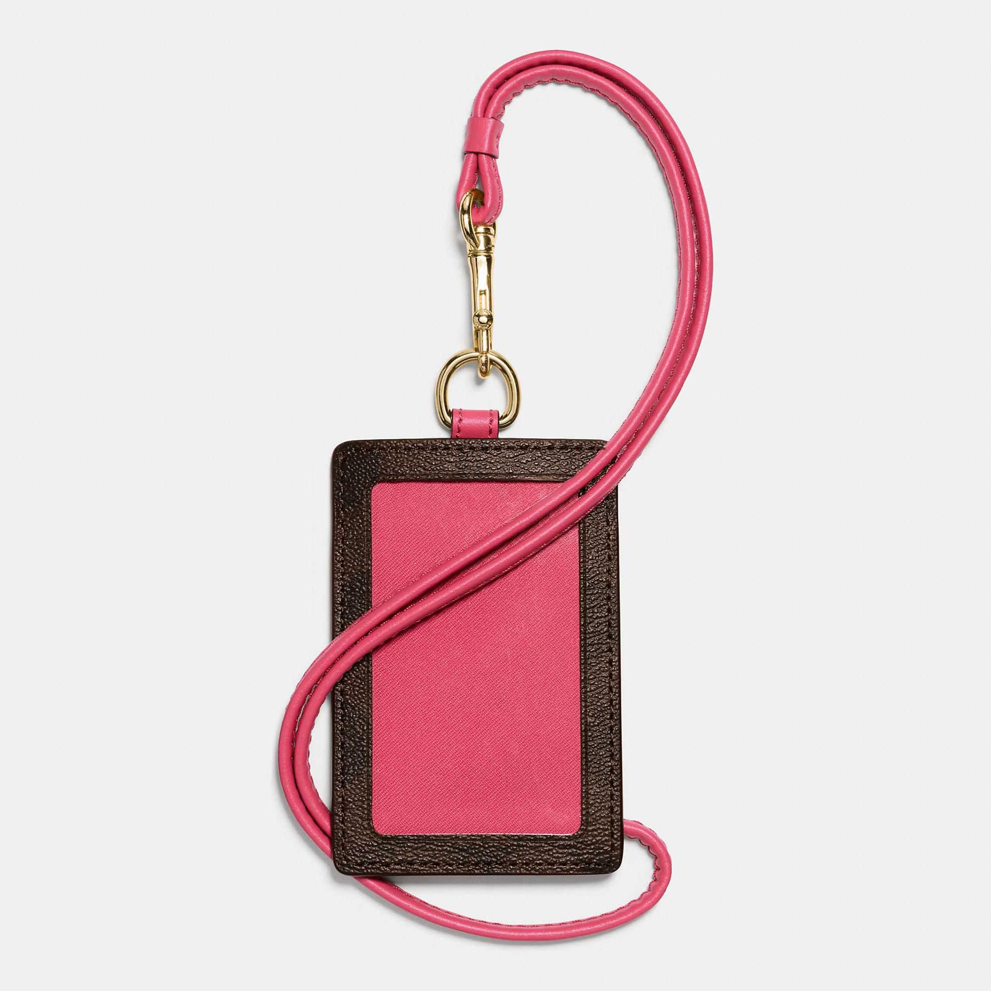 Coach ID Lanyard In Signature Canvas 'Strawberry'