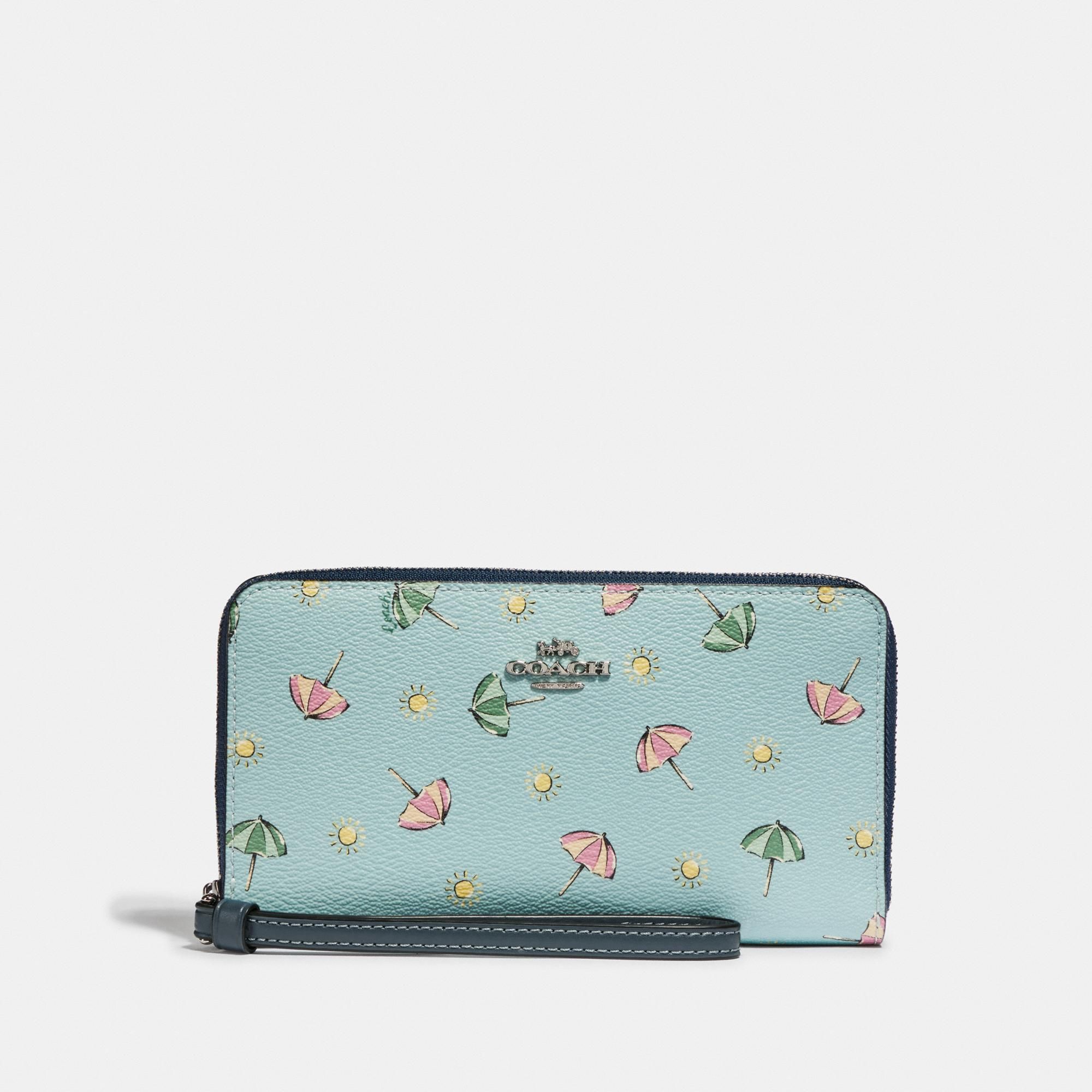Coach Large Phone Wallet with Beach Umbrella Print