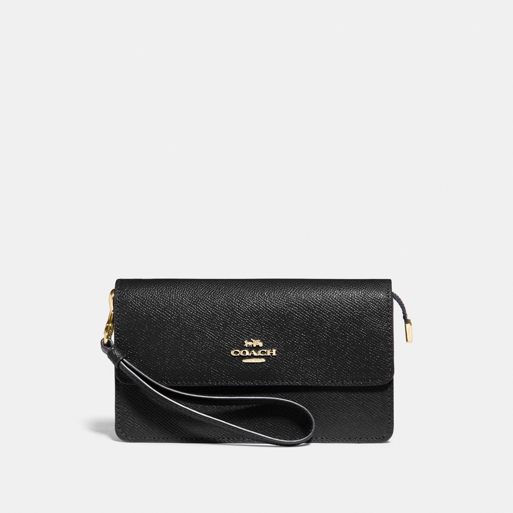 Coach Foldover Wristlet 'Black/Gold'