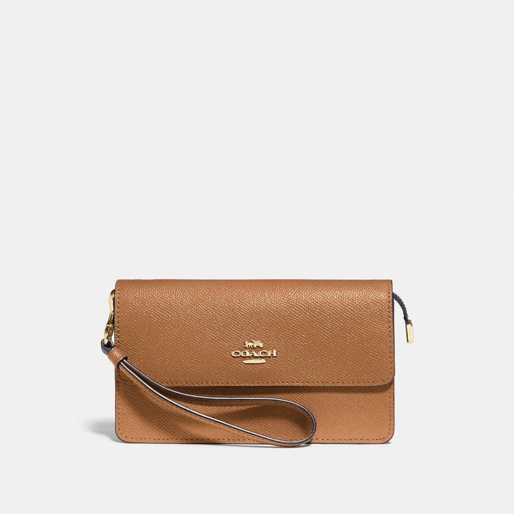 Coach Foldover Wristlet 'Light Saddle/Gold'