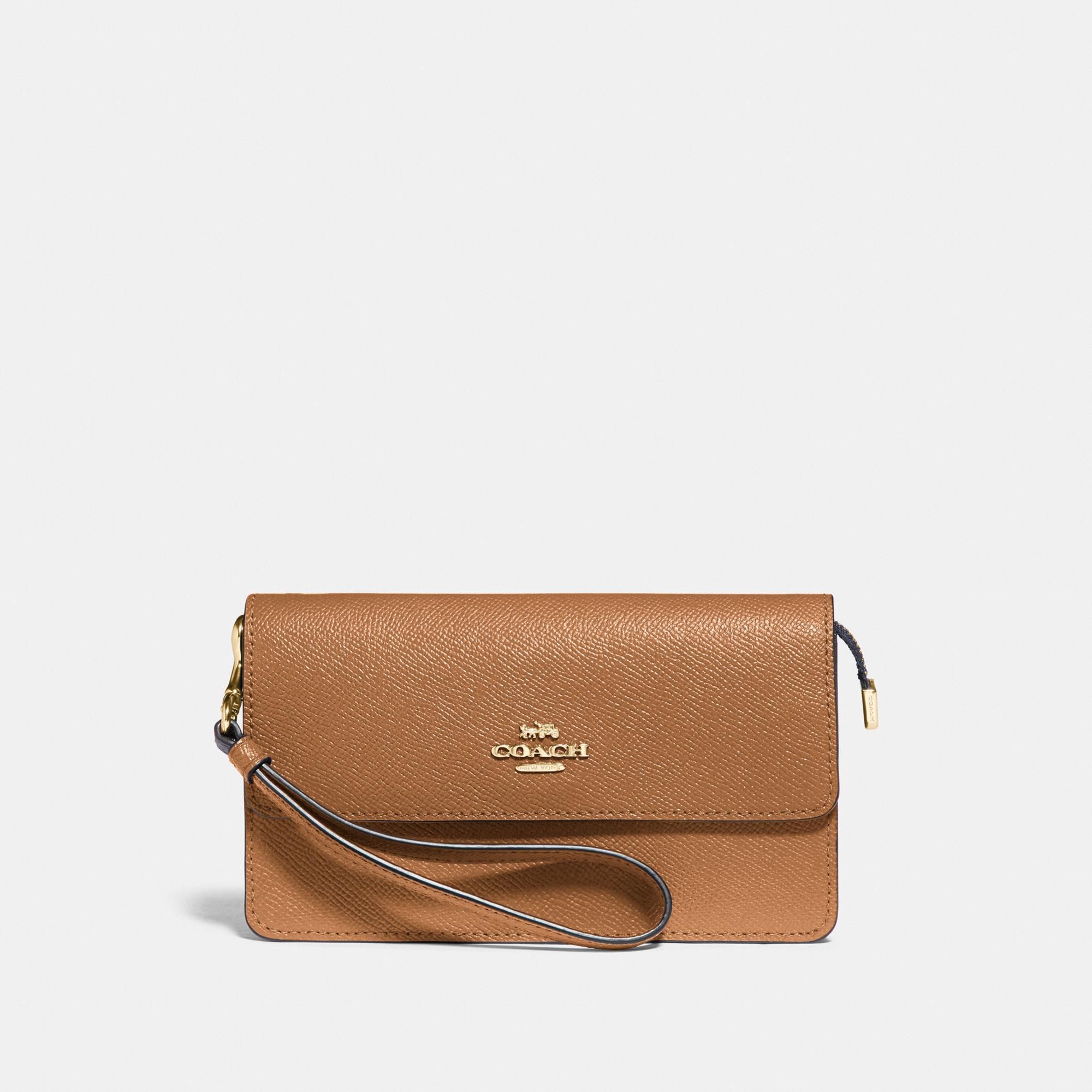 Coach Foldover Wristlet 'Light Saddle/Gold'