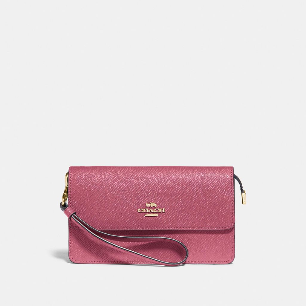 Coach Foldover Wristlet 'Rouge/Gold'