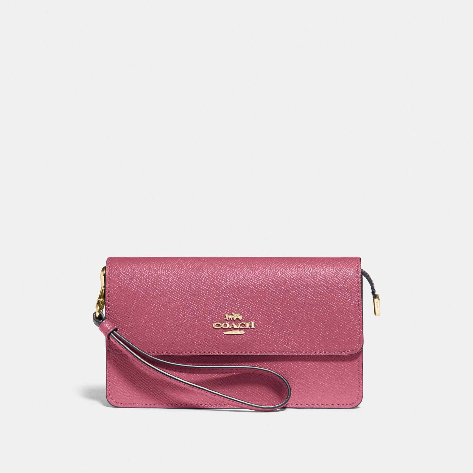 Coach Foldover Wristlet 'Rouge/Gold'