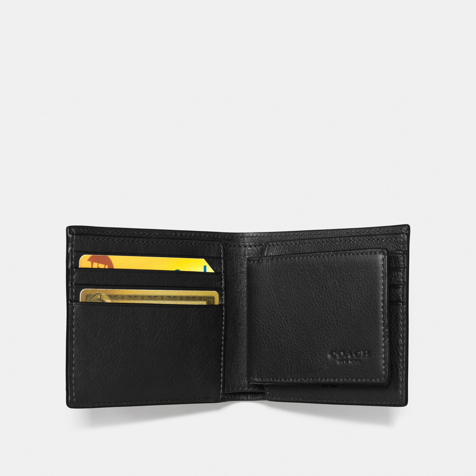 Coach Compact ID Wallet In Sport Calf Leather 'Black'
