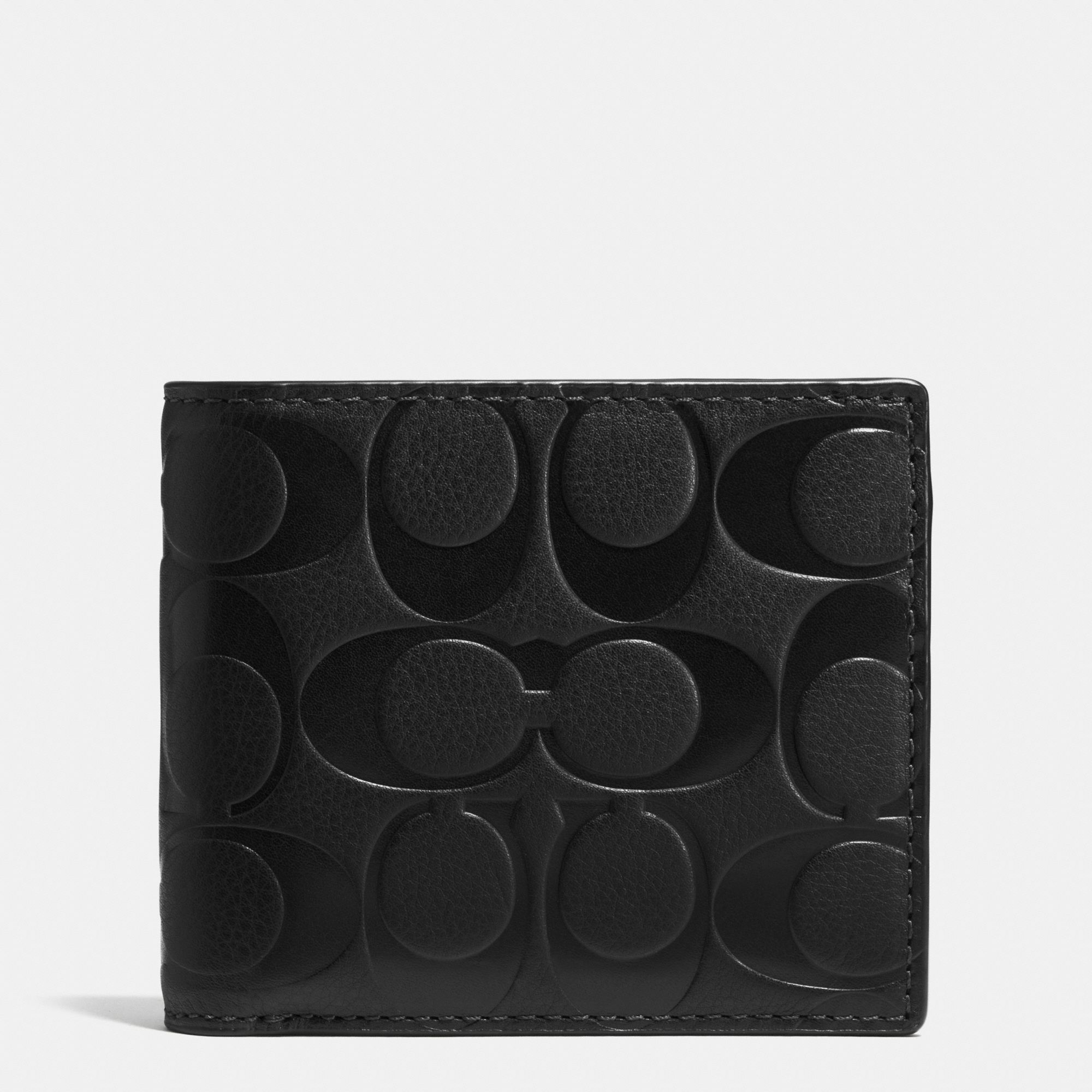 Coach Compact ID Wallet in Signature Leather - Black