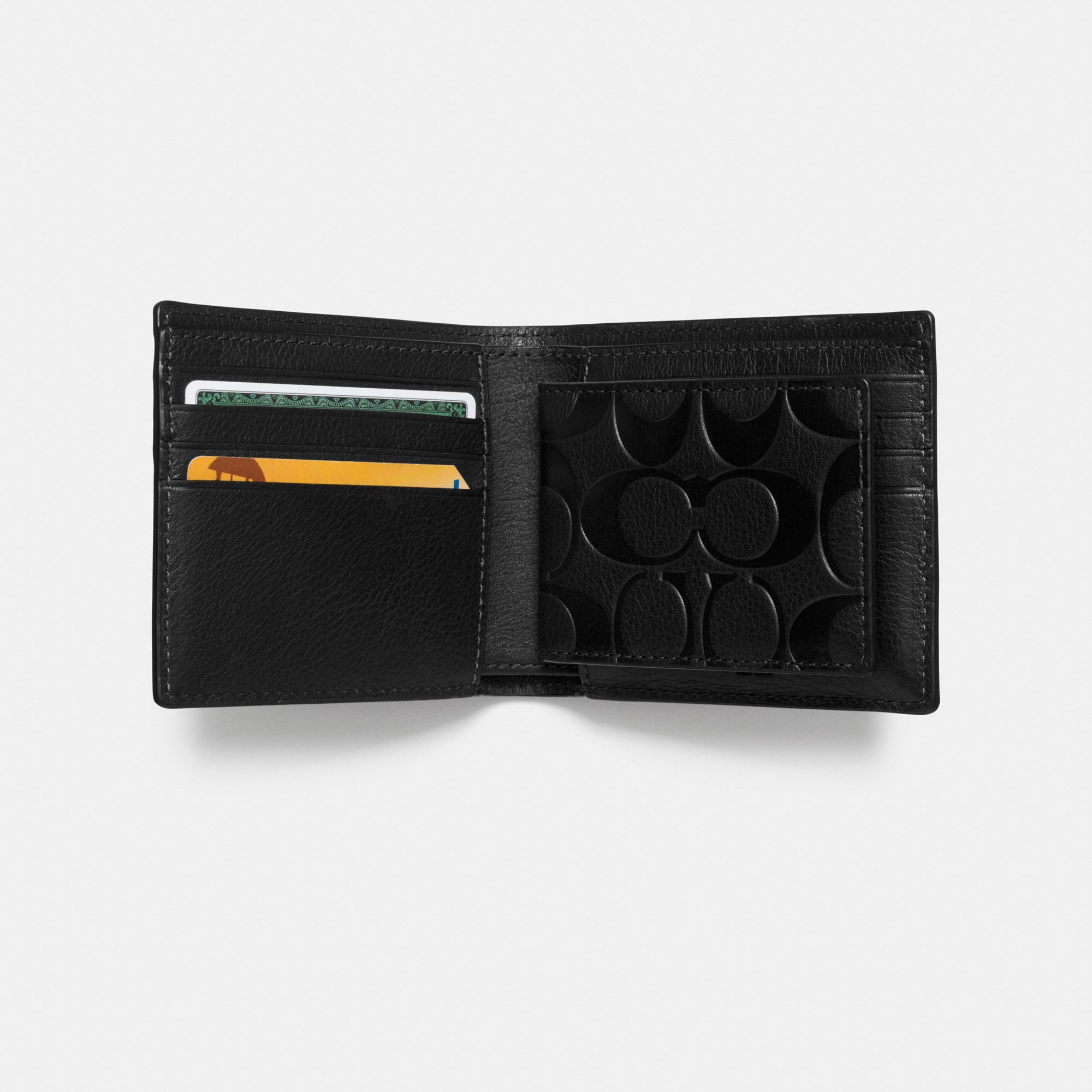 Coach Compact ID Wallet in Signature Leather - Black
