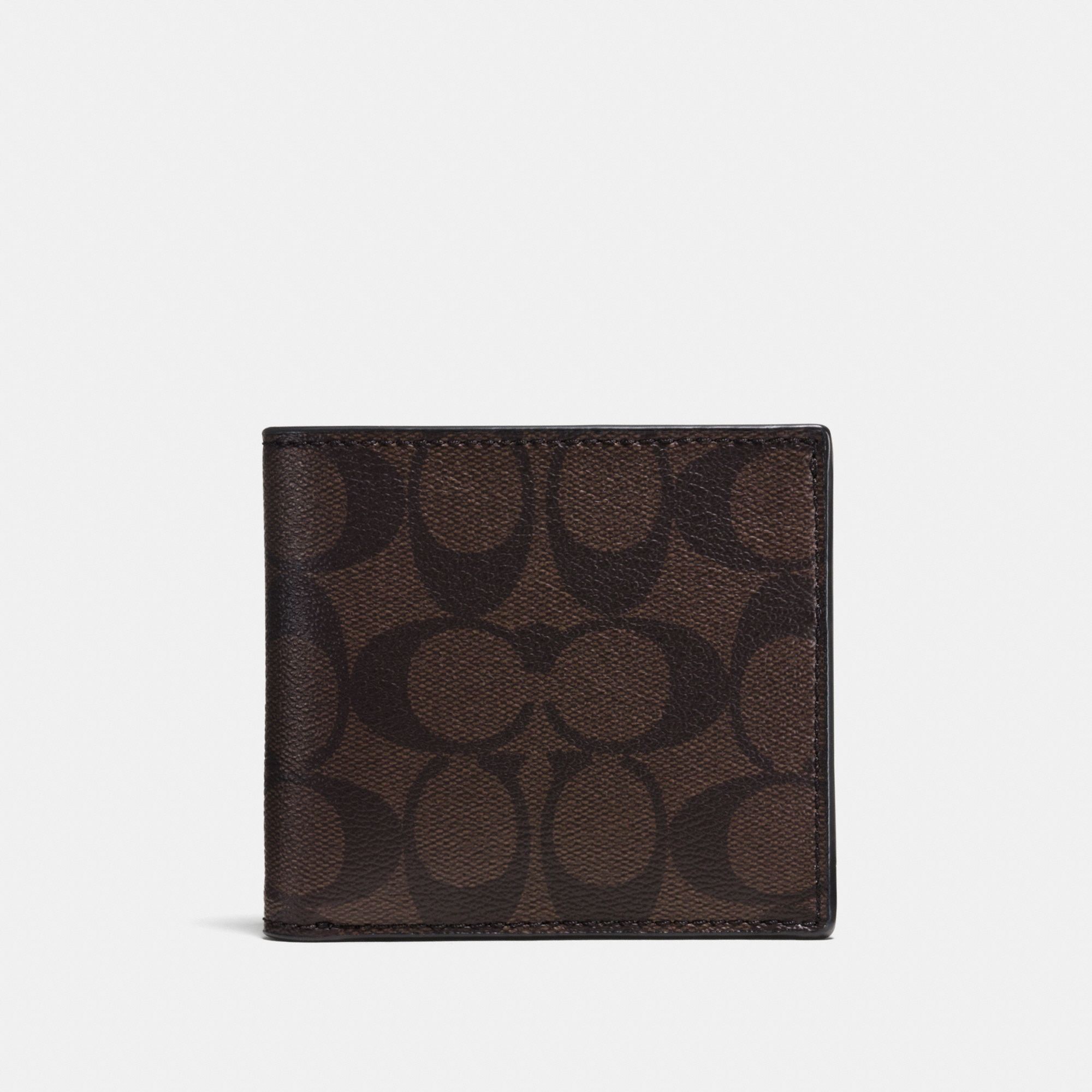 Coach Coin Case In Signature Canvas 'Mahogany'