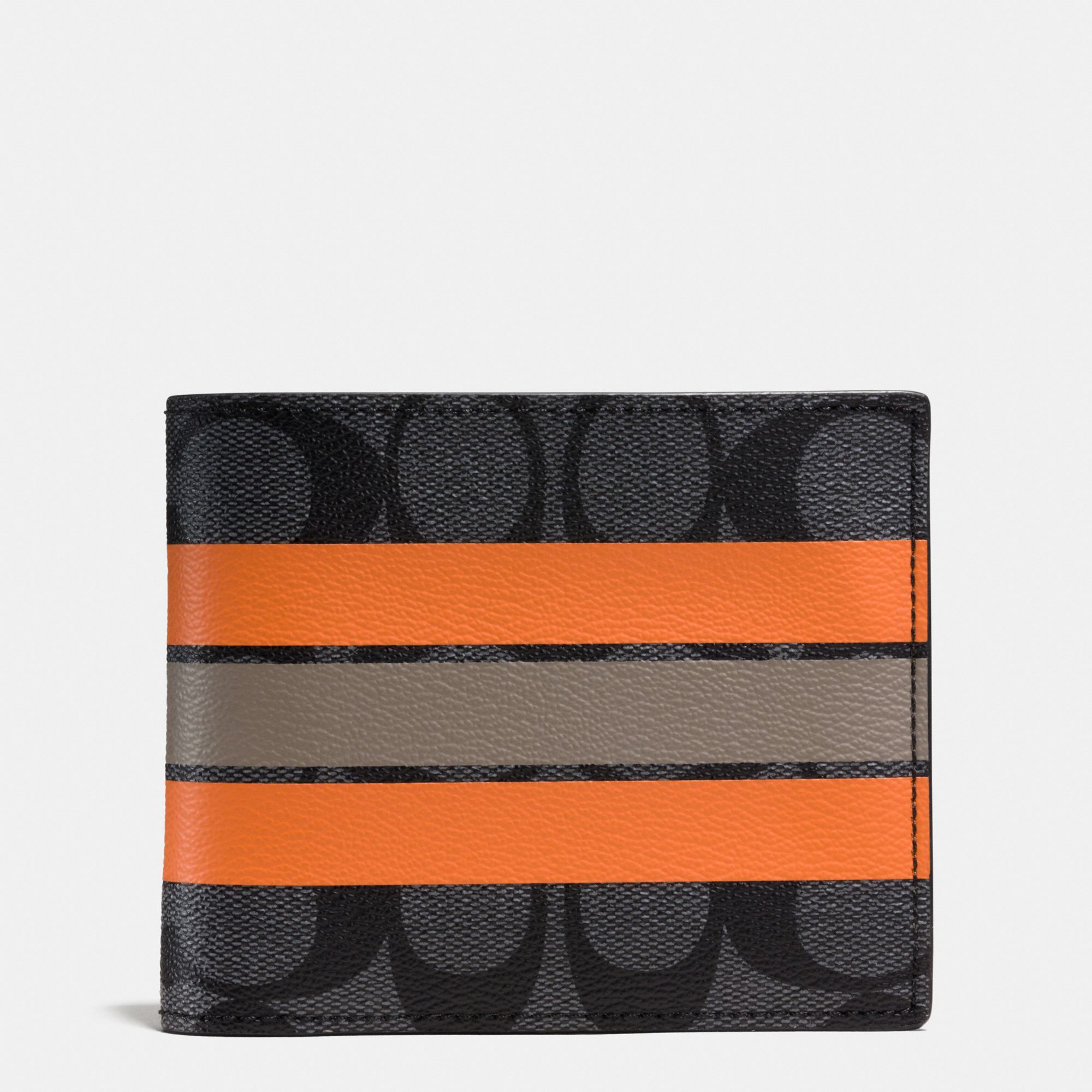 Coach Compact ID Wallet in Varsity Signature - Charcoal
