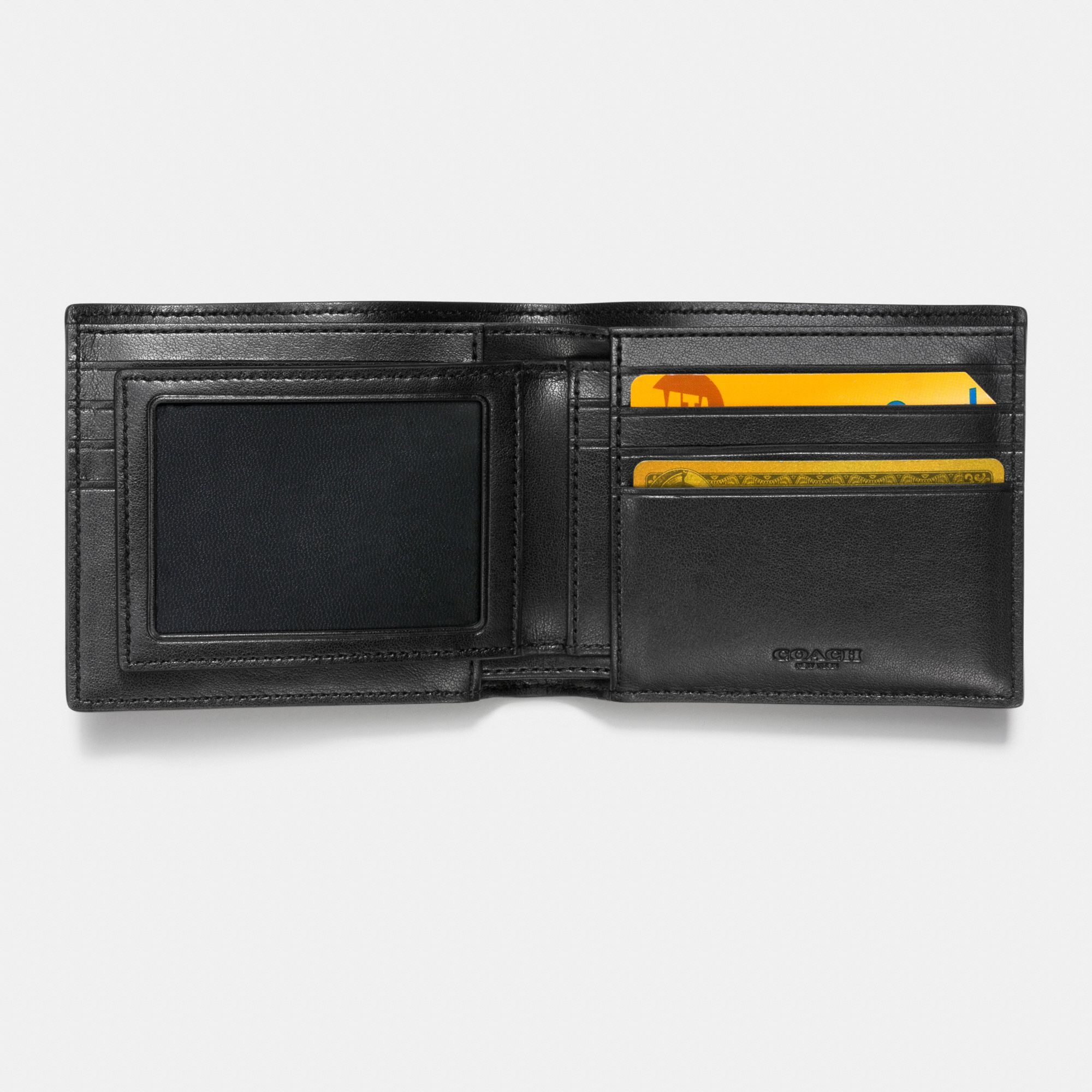 Coach Compact ID Wallet in Varsity Signature - Charcoal