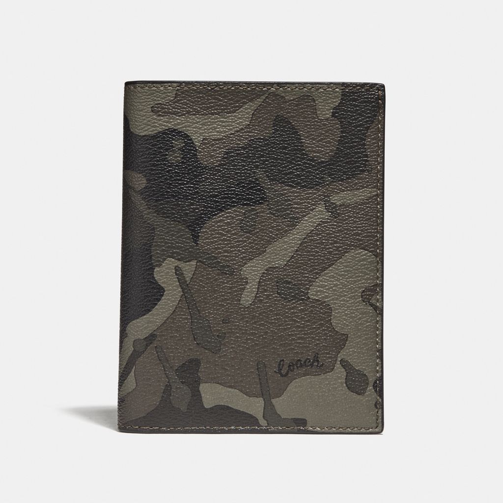 Coach Passport Case With Camo Print