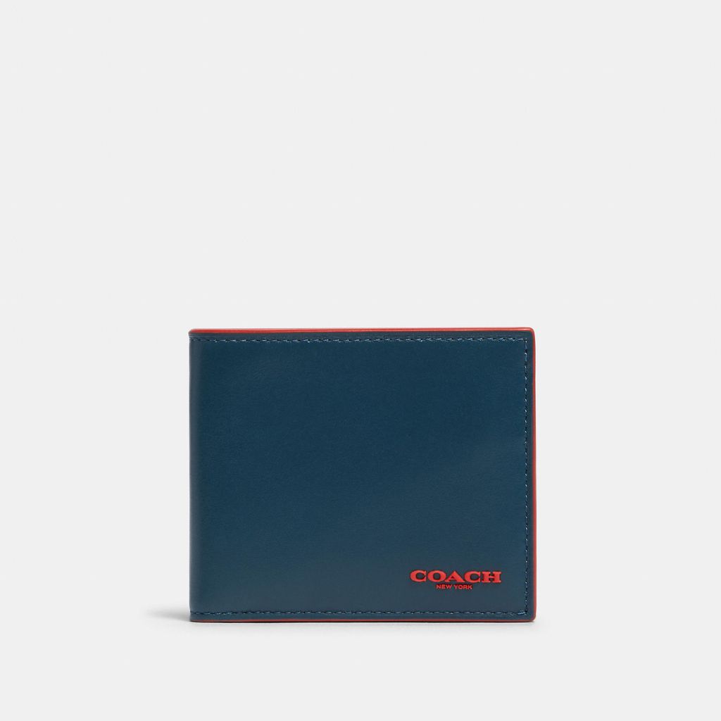 Coach ID Biilfold Wallet In Colorblock - Aegean/Sport Red