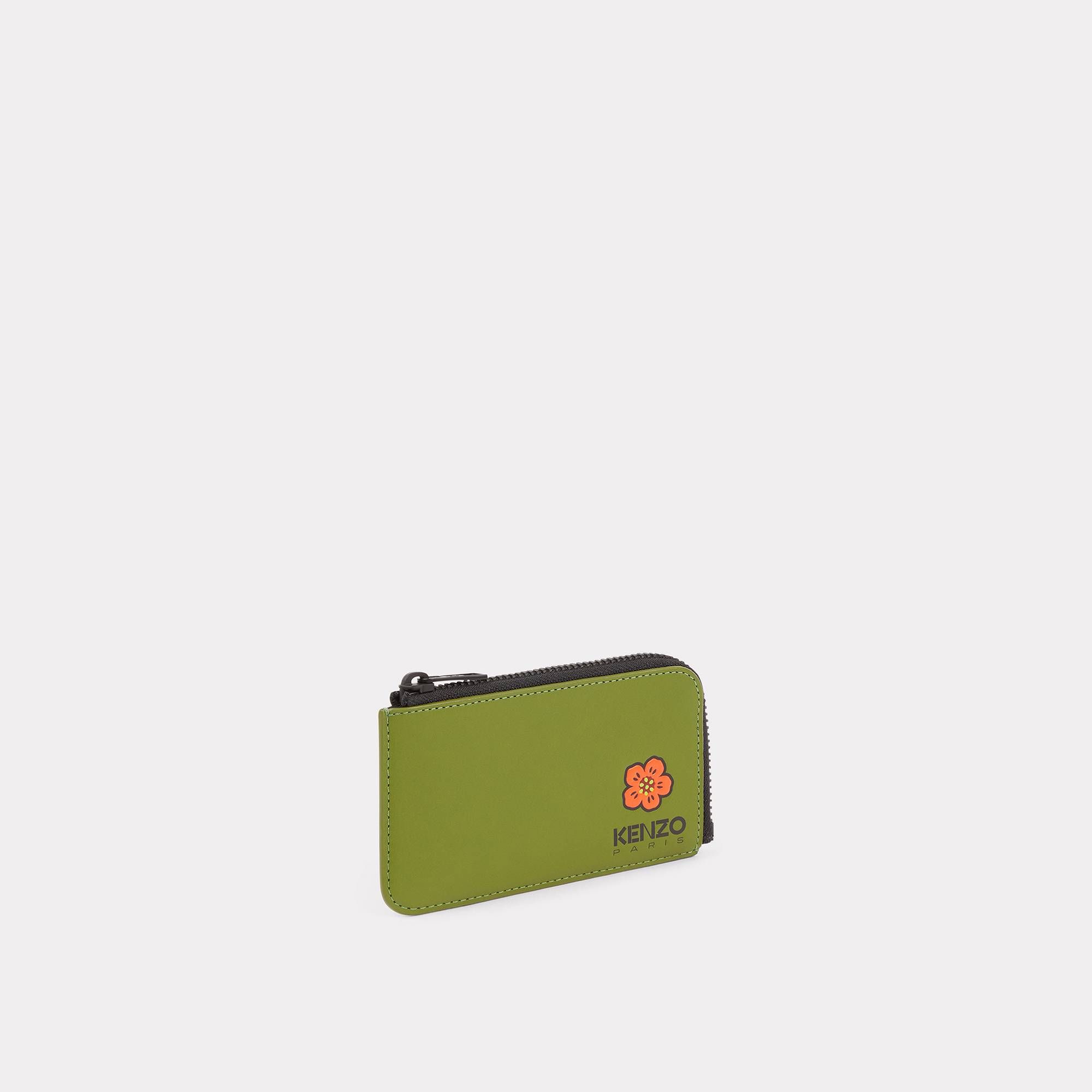  KENZO 'Boke Flower' Leather Card Holder - Khaki 