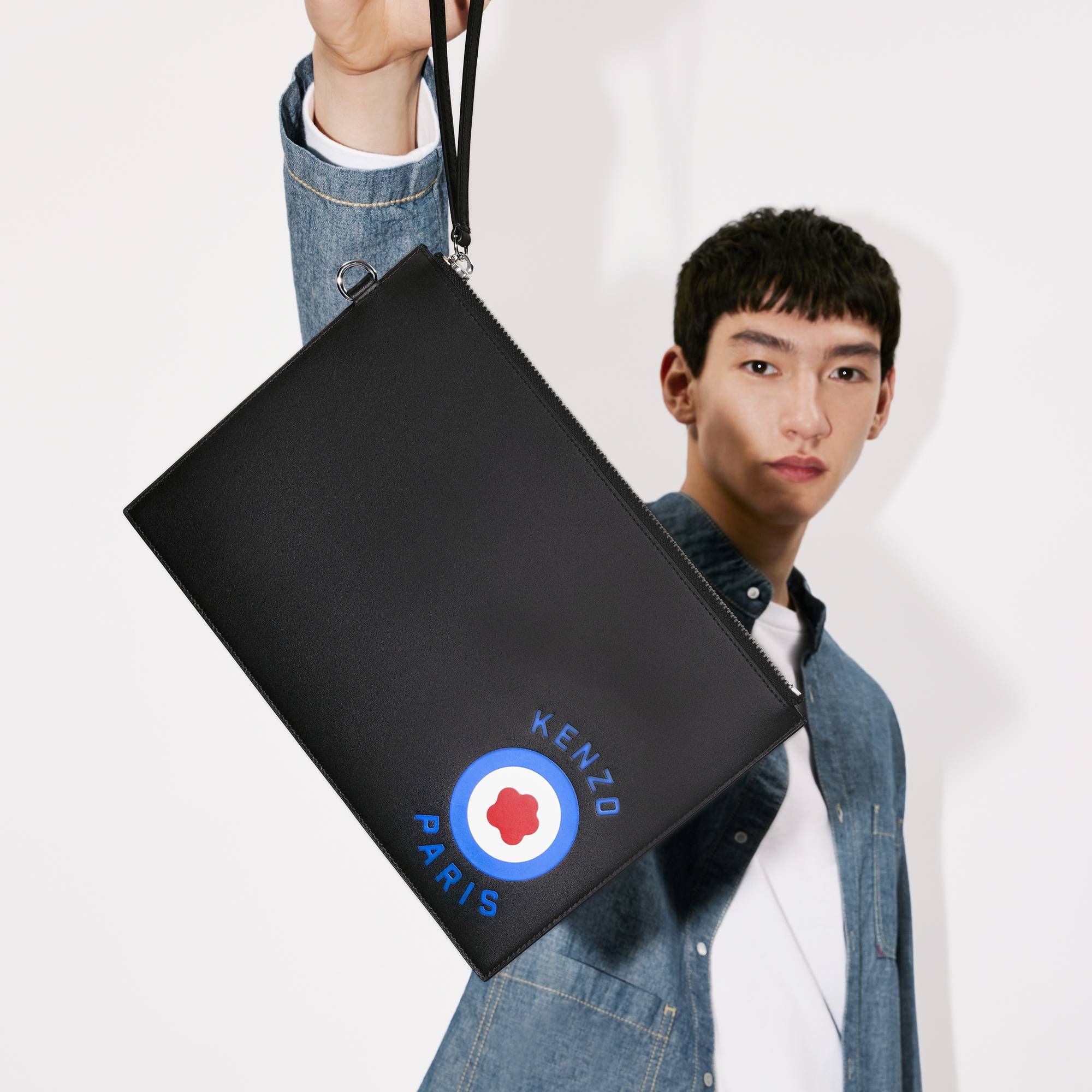 'KENZO Target' Large Leather Purse - Black