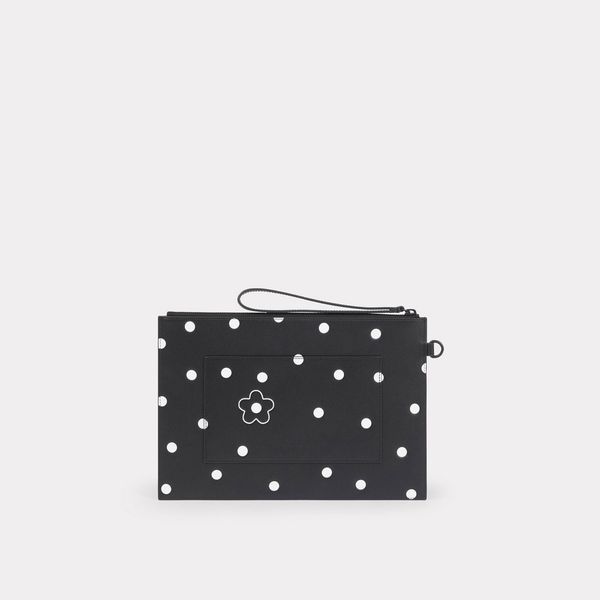  'KENZO Stamp' Large Leather Clutch - Black 