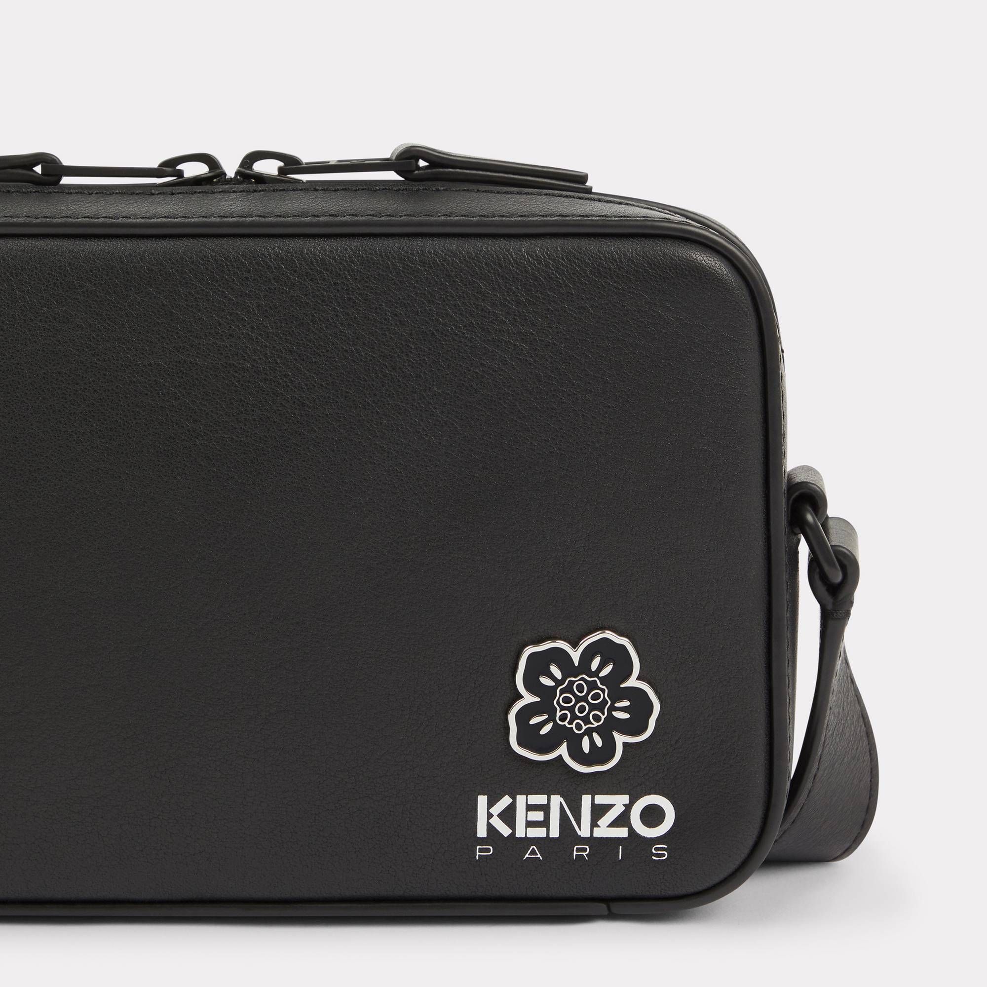  KENZO 'Boke Flower' Crest Leather Shoulder Bag - Black 