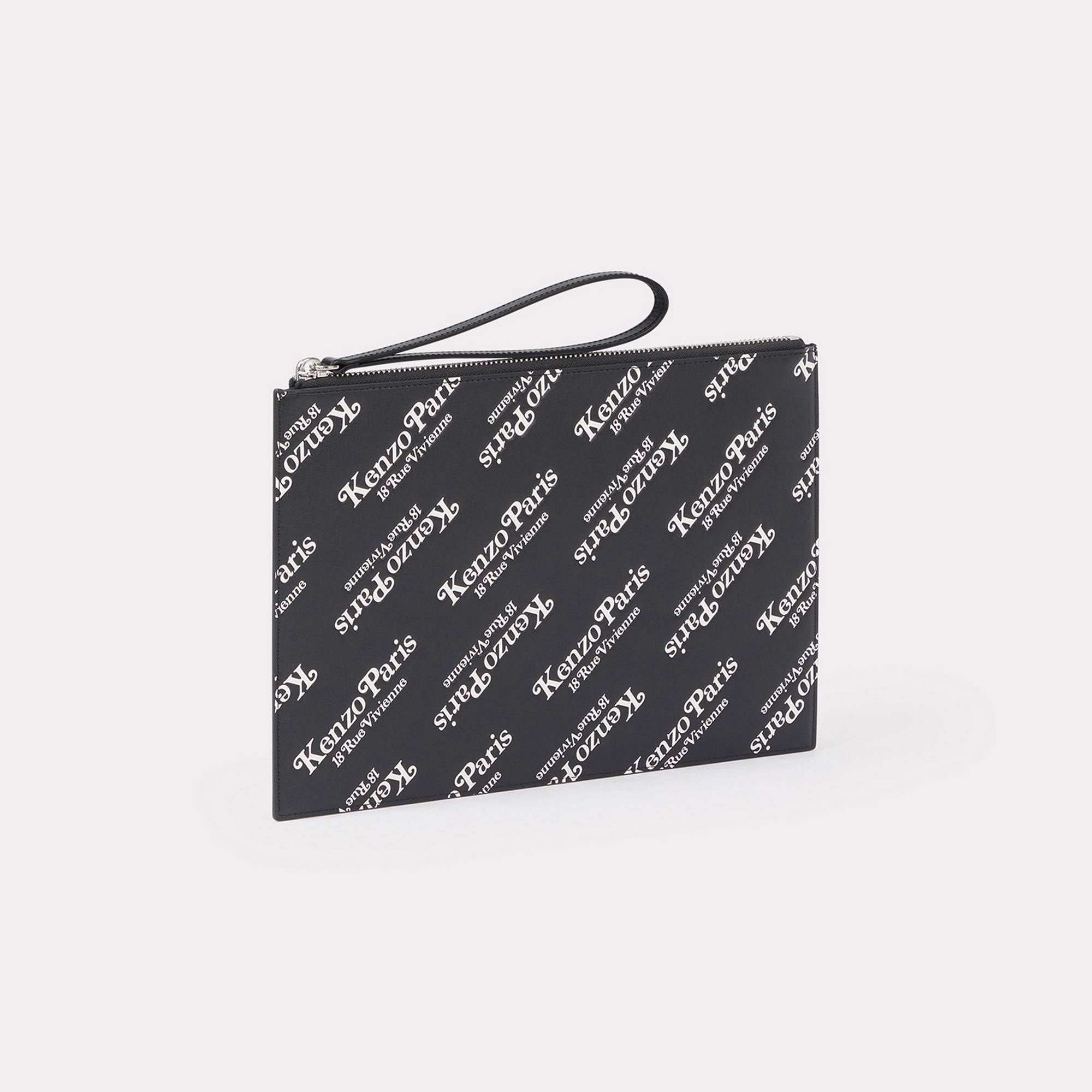 'KENZOGRAM' Large Leather Pouch - Black