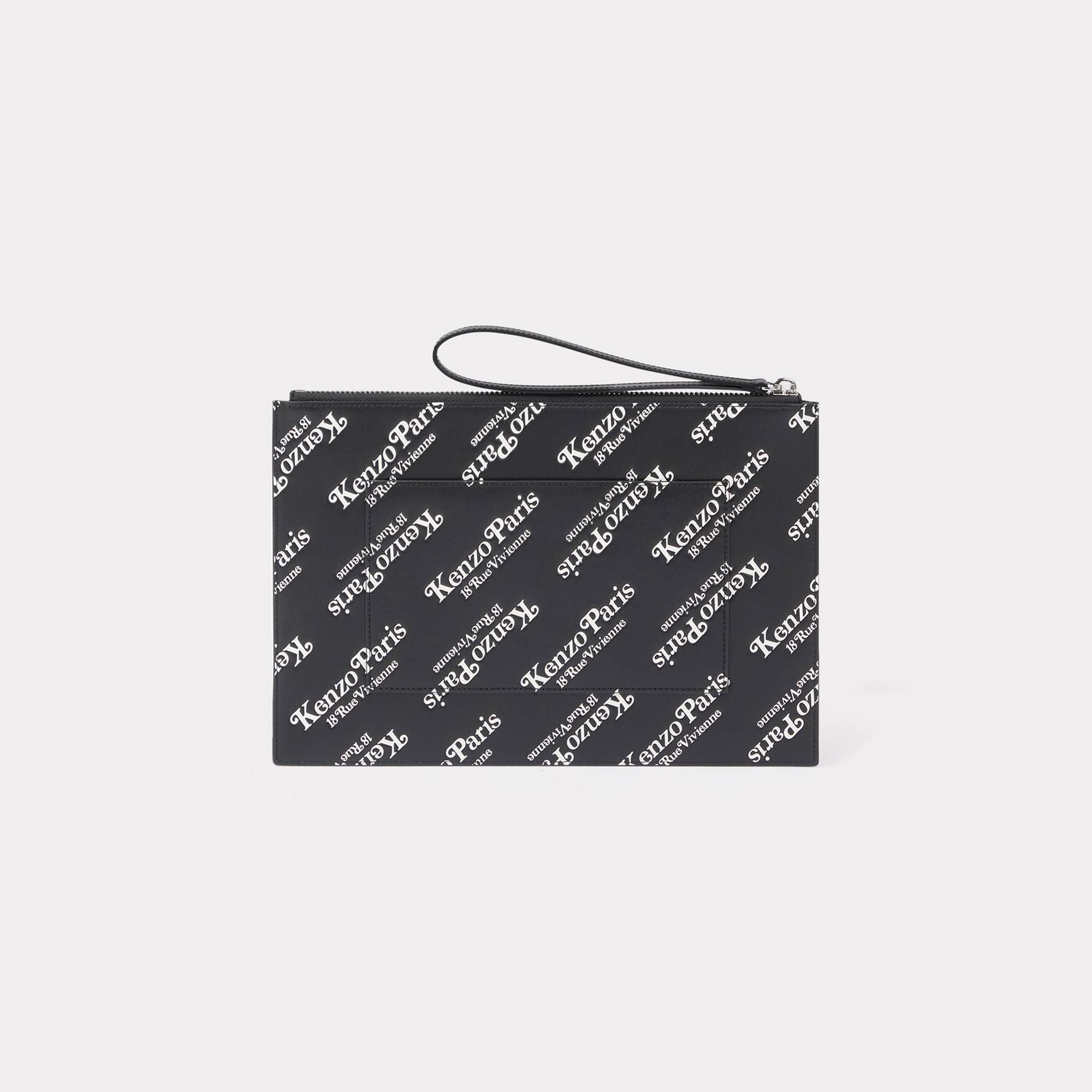  'KENZOGRAM' Large Leather Pouch - Black 