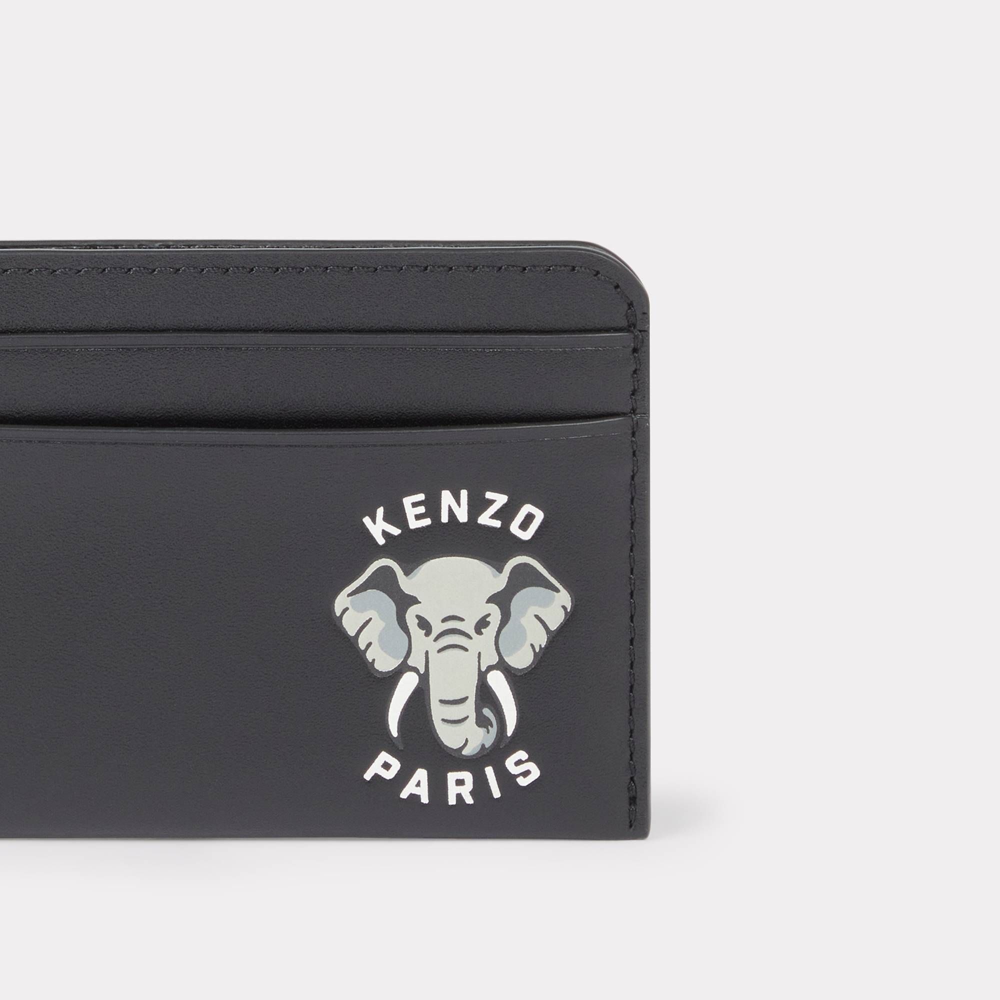 KENZO Elephant 'Varsity Jungle' Leather Card Holder - Black