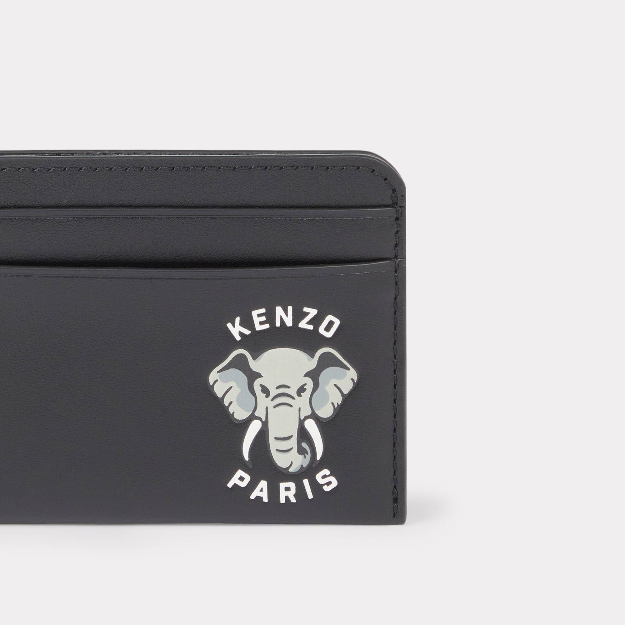  KENZO Elephant 'Varsity Jungle' Leather Card Holder - Black 