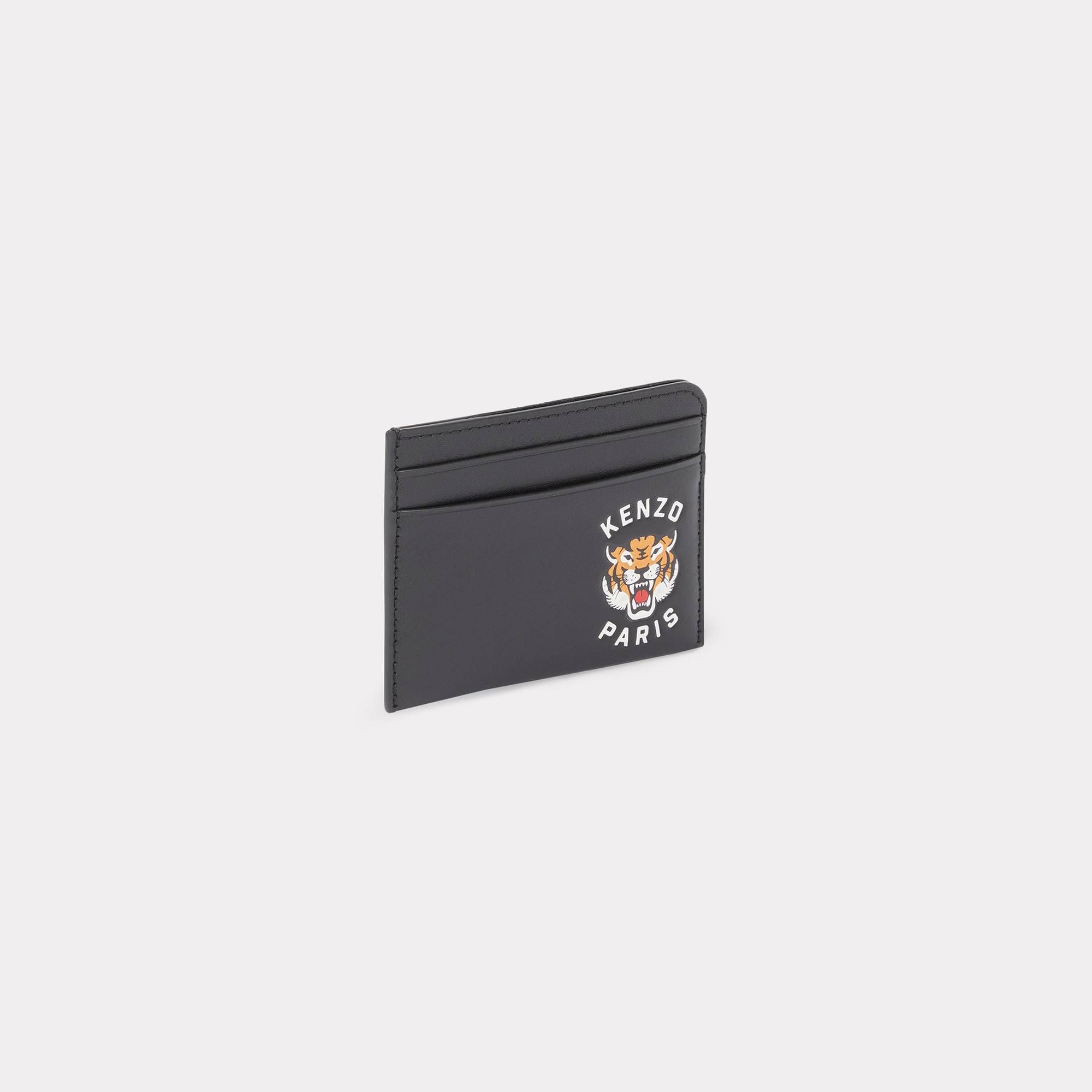  KENZO Tiger 'Varsity Jungle' Leather Card Holder - Black 