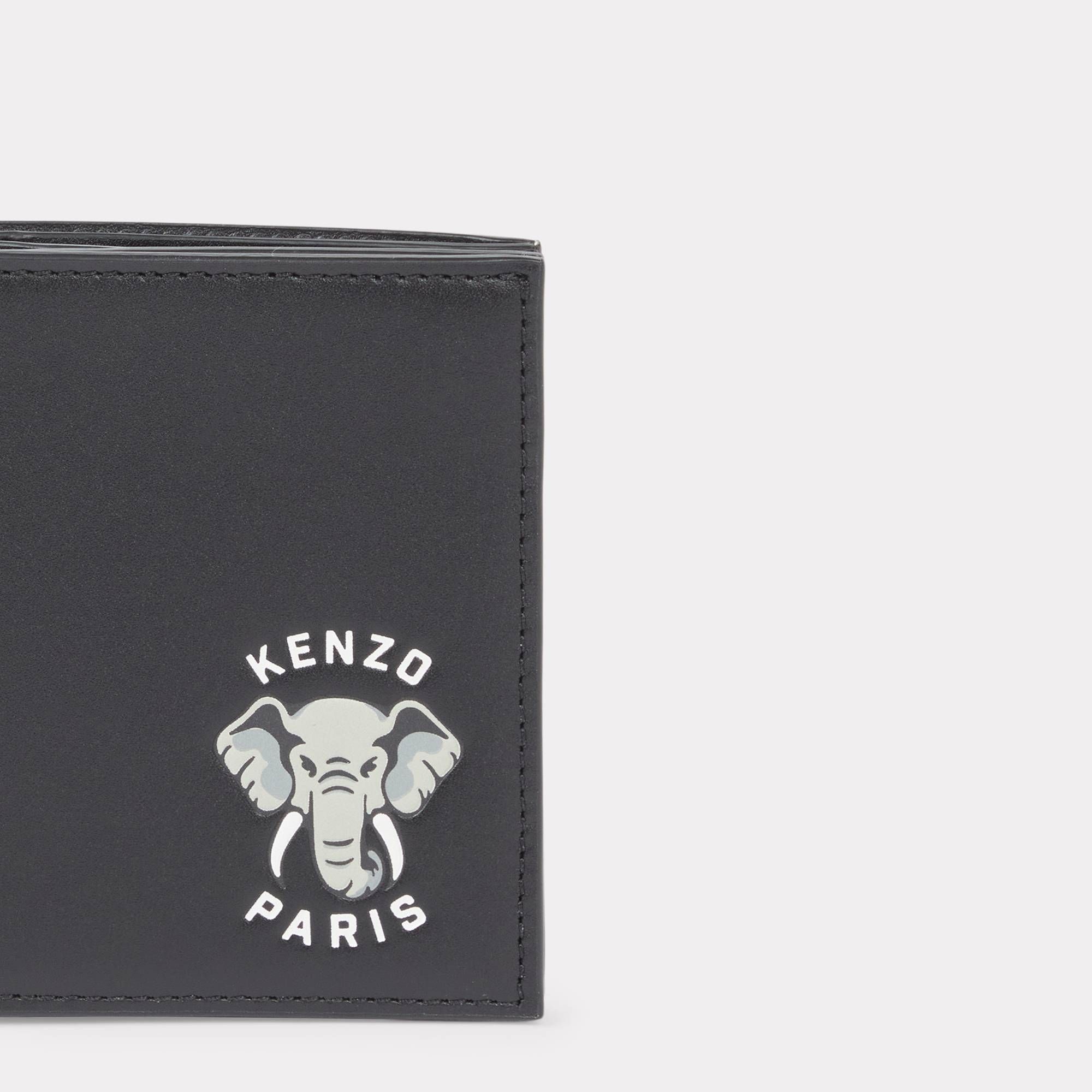  KENZO Elephant 'Varsity Jungle' Foldable Mini Leather Wallet - Black 