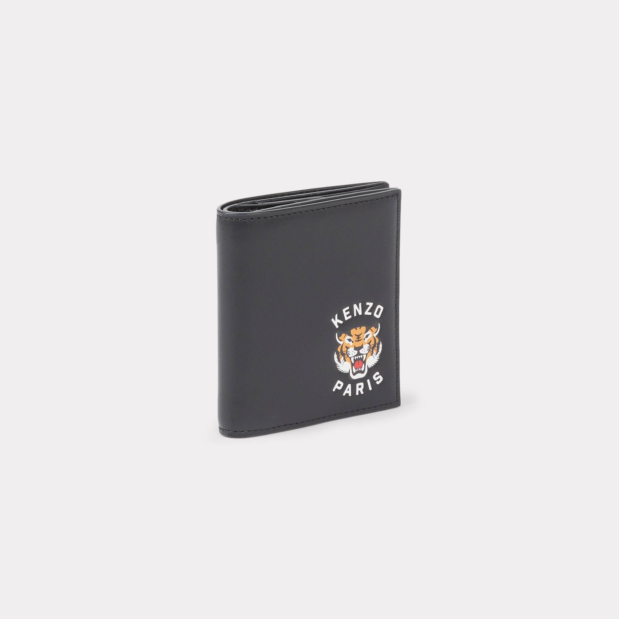 KENZO Tiger 'Varsity Jungle' Foldable Mini Leather Wallet - Black