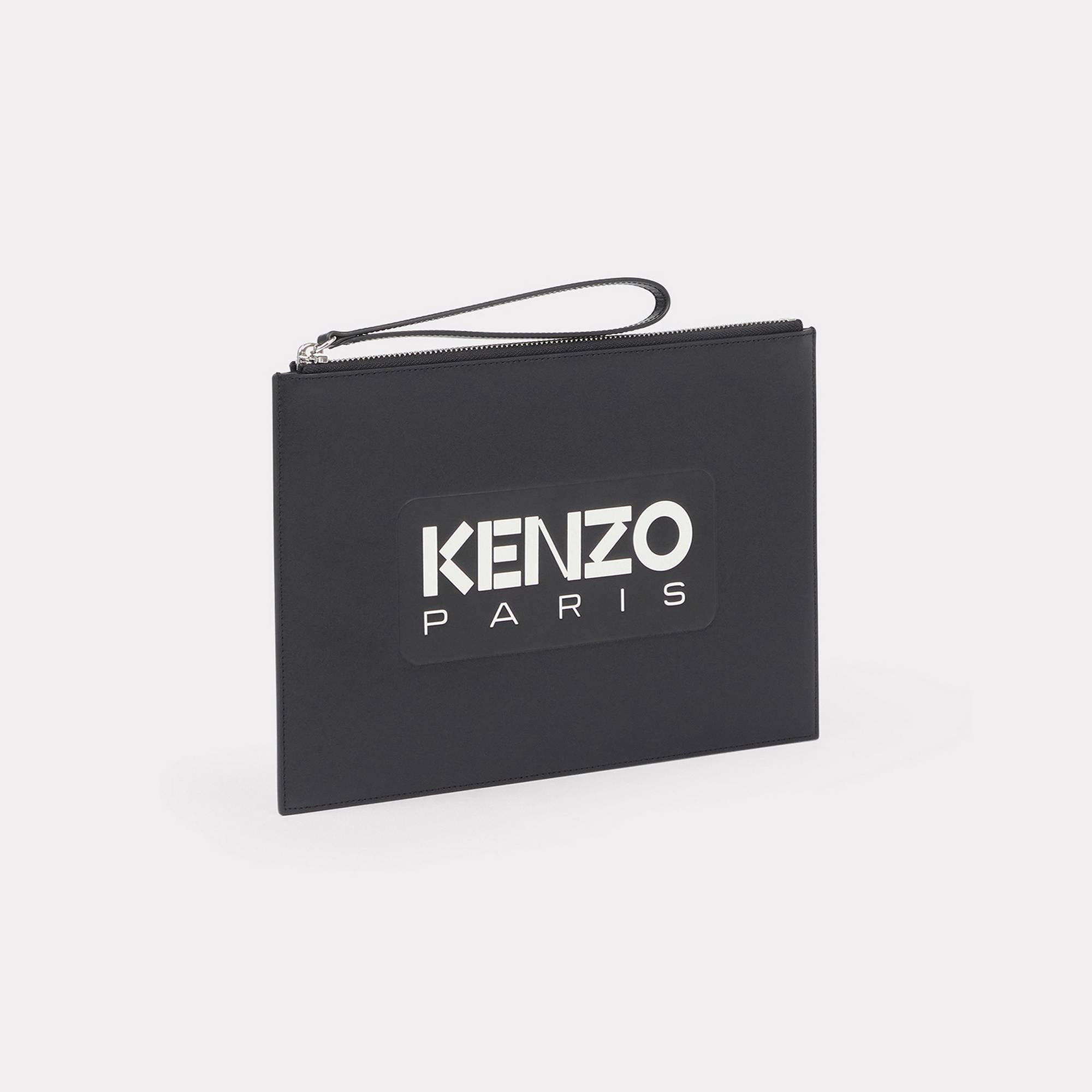 'KENZO Emboss' Large Leather Clutch - Black