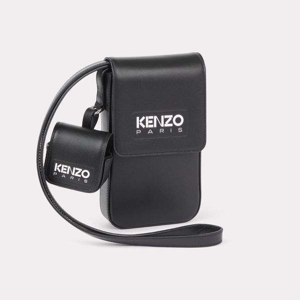  'KENZO Emboss' Leather Phone Case - Black 