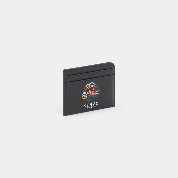  'KENZO Stamp' Leather Card Holder - Black 