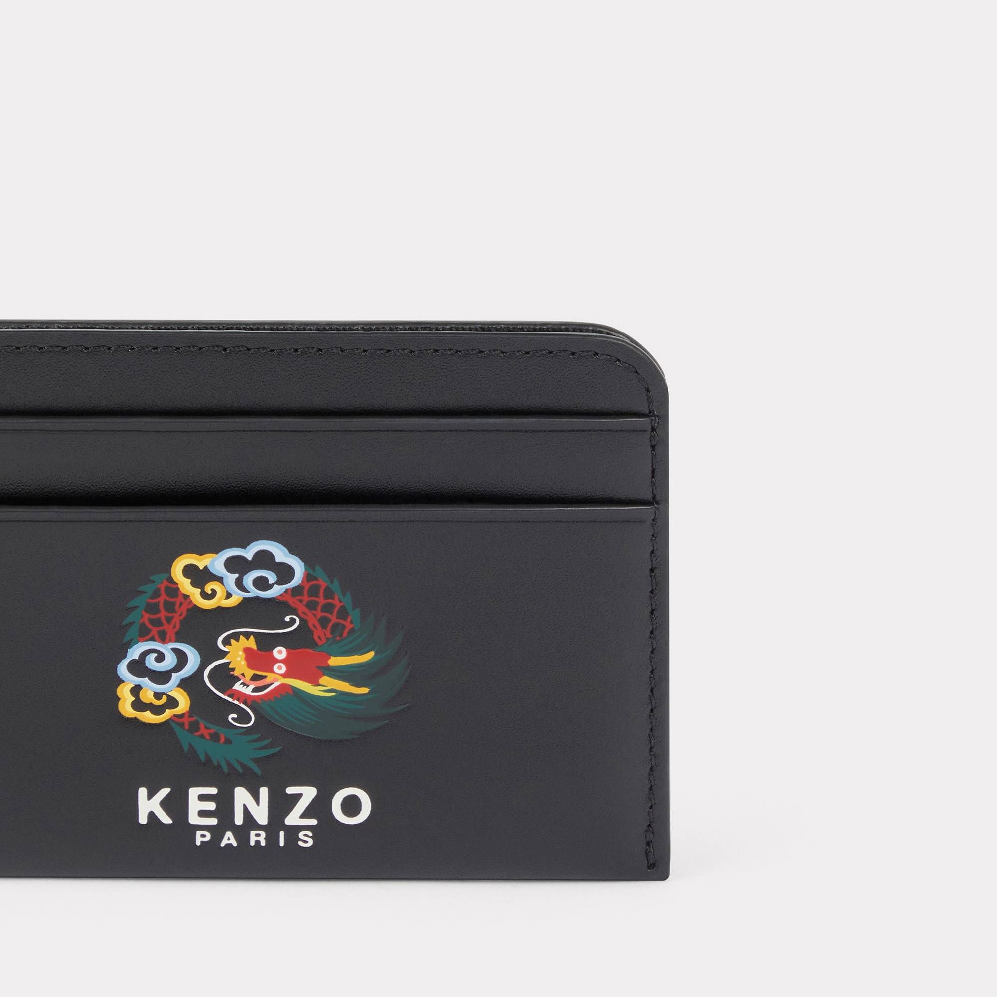  'KENZO Stamp' Leather Card Holder - Black 