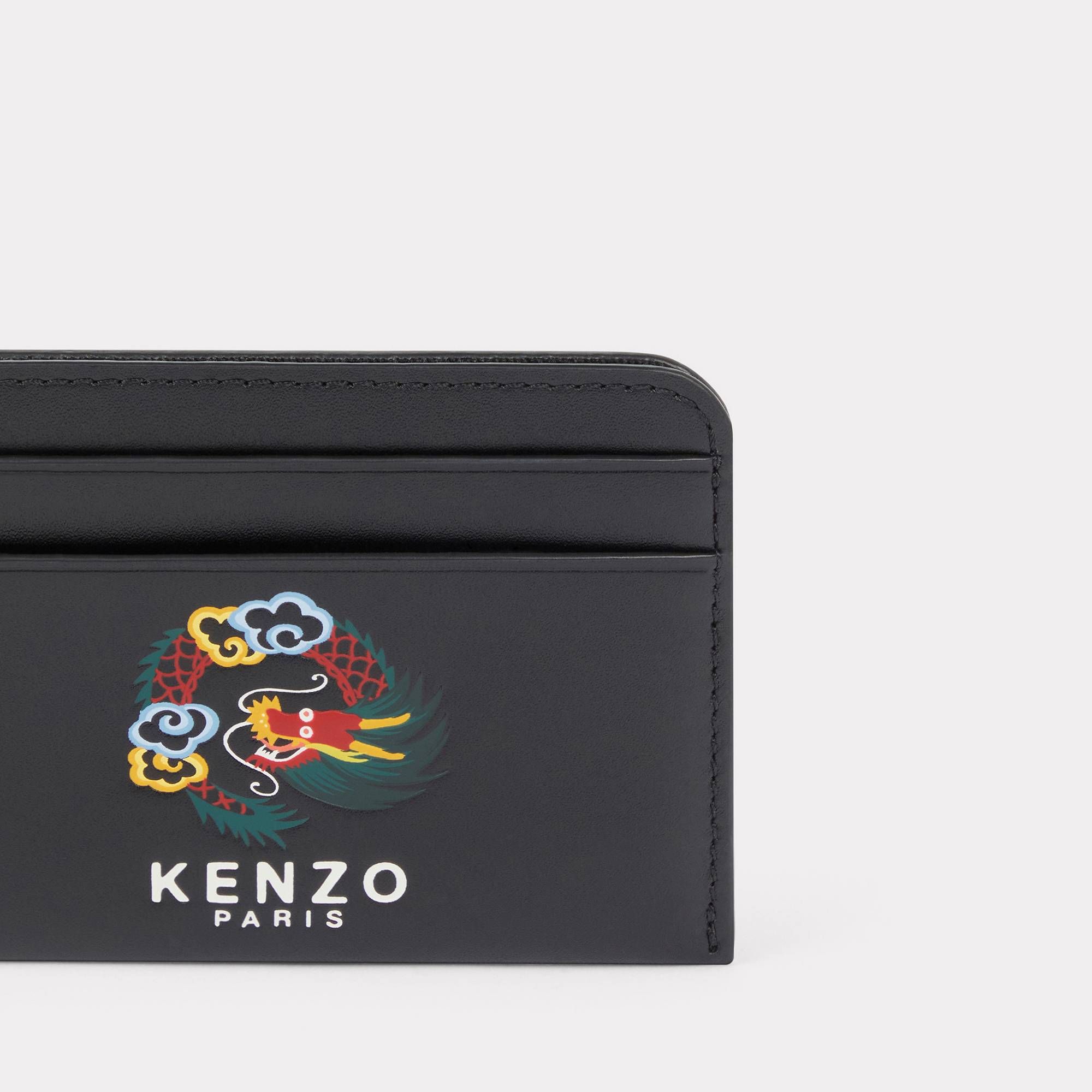 'KENZO Stamp' Leather Card Holder - Black