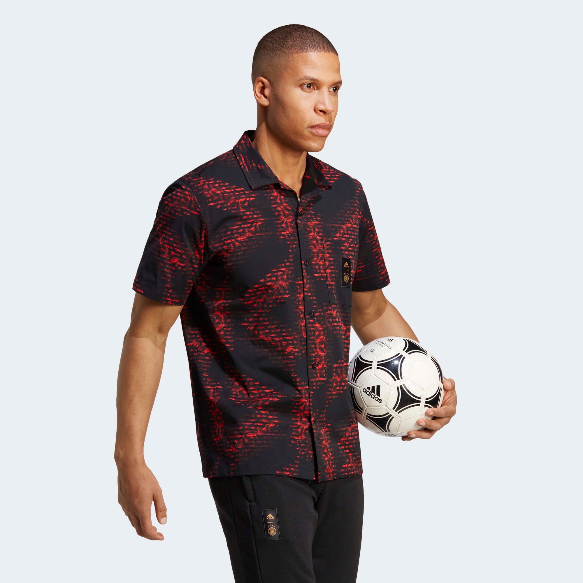  adidas Germany Icon Twill Shirt (World Cup 2022 Official Merchandise) - Black/Red 