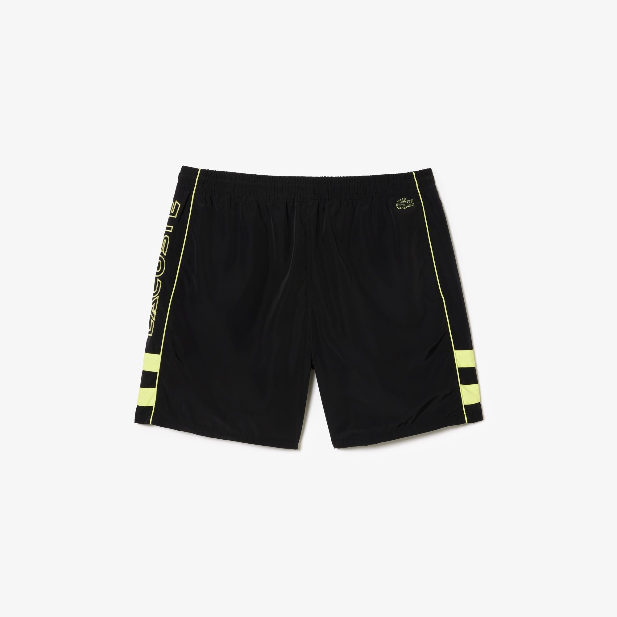  Lacoste Relaxed Fit Recycled Fiber Embroidered Shorts - Black 