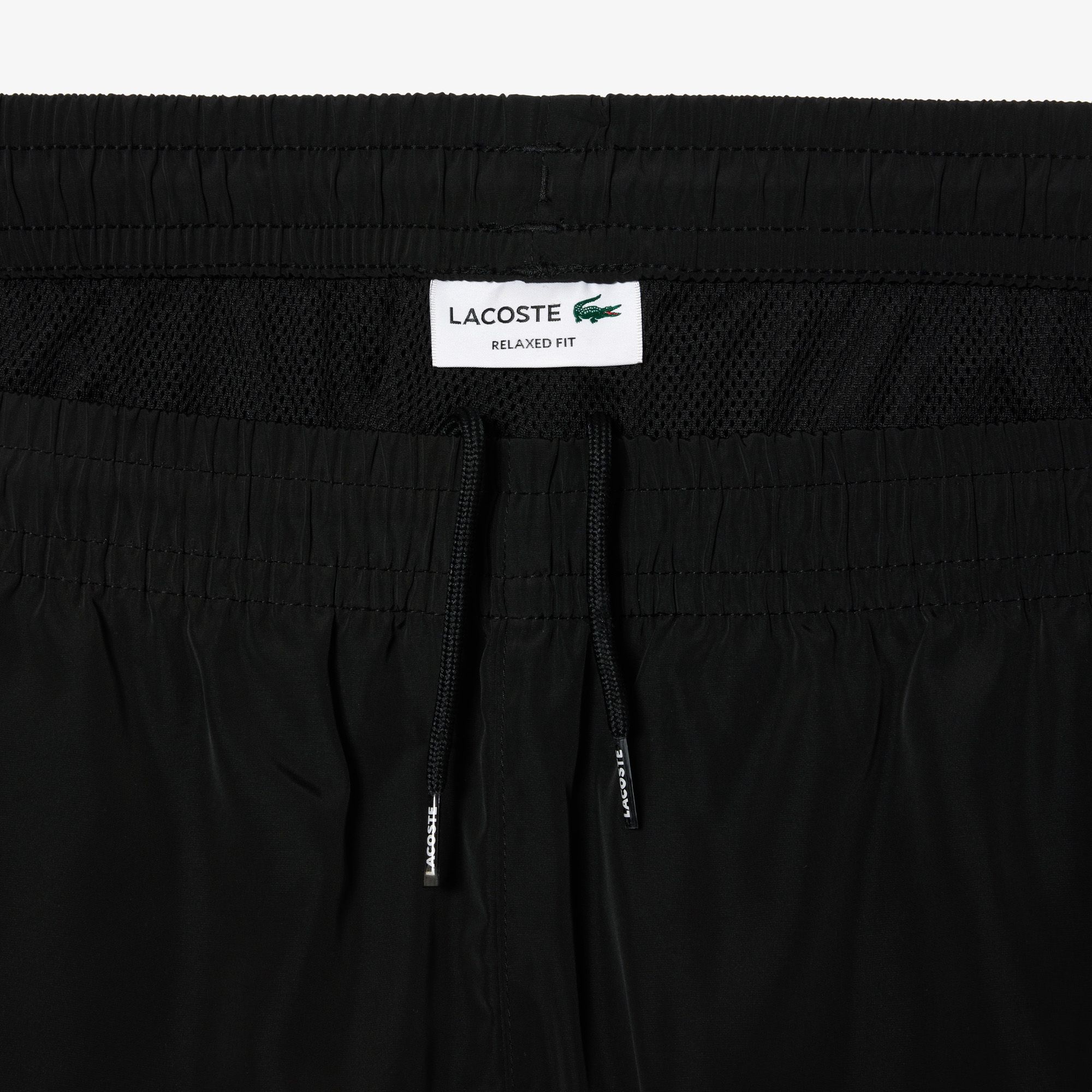  Lacoste Relaxed Fit Recycled Fiber Embroidered Shorts - Black 