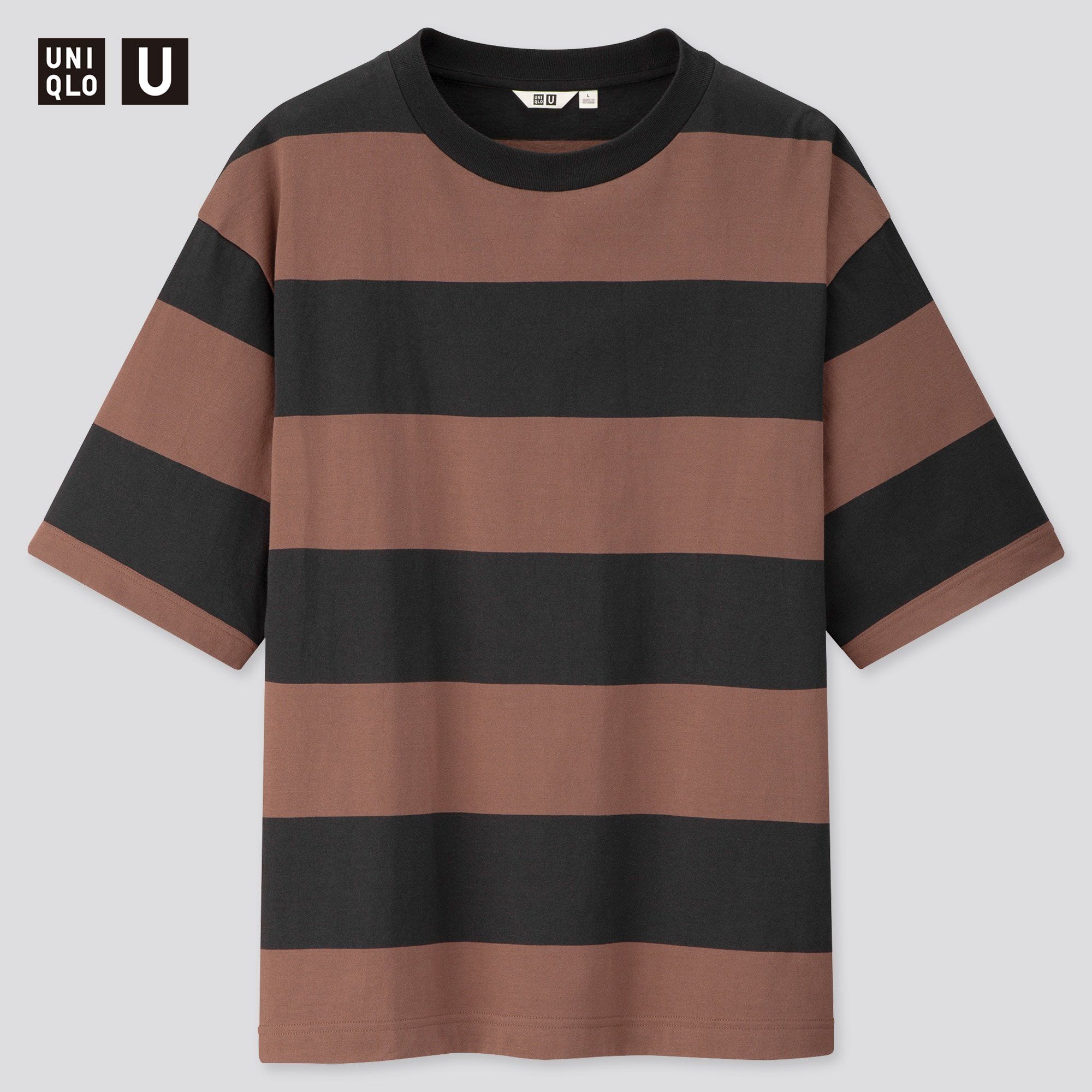 Uniqlo U Oversized Striped Crew Neck 'Black'