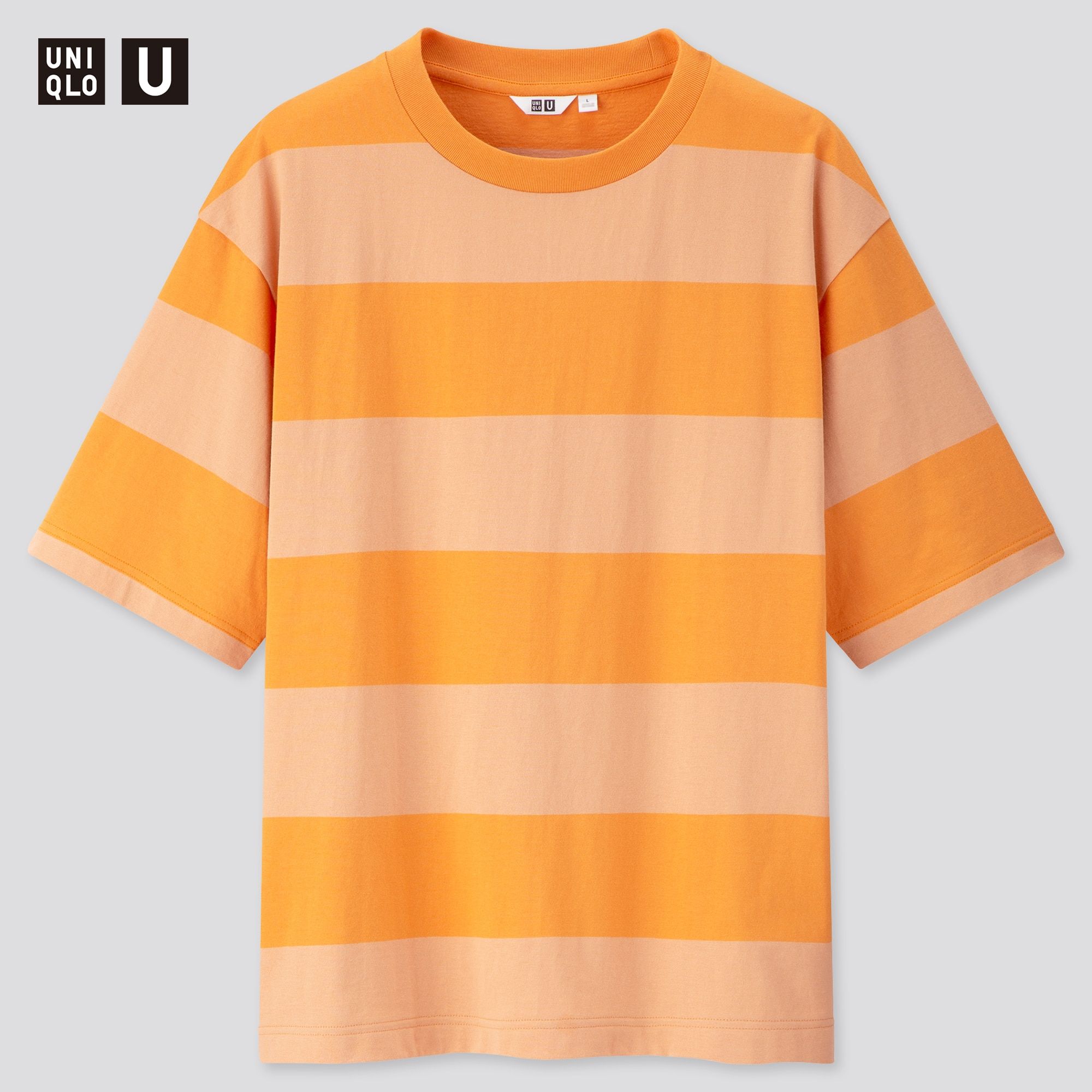 Uniqlo U Oversized Striped Crew Neck 'Orange'