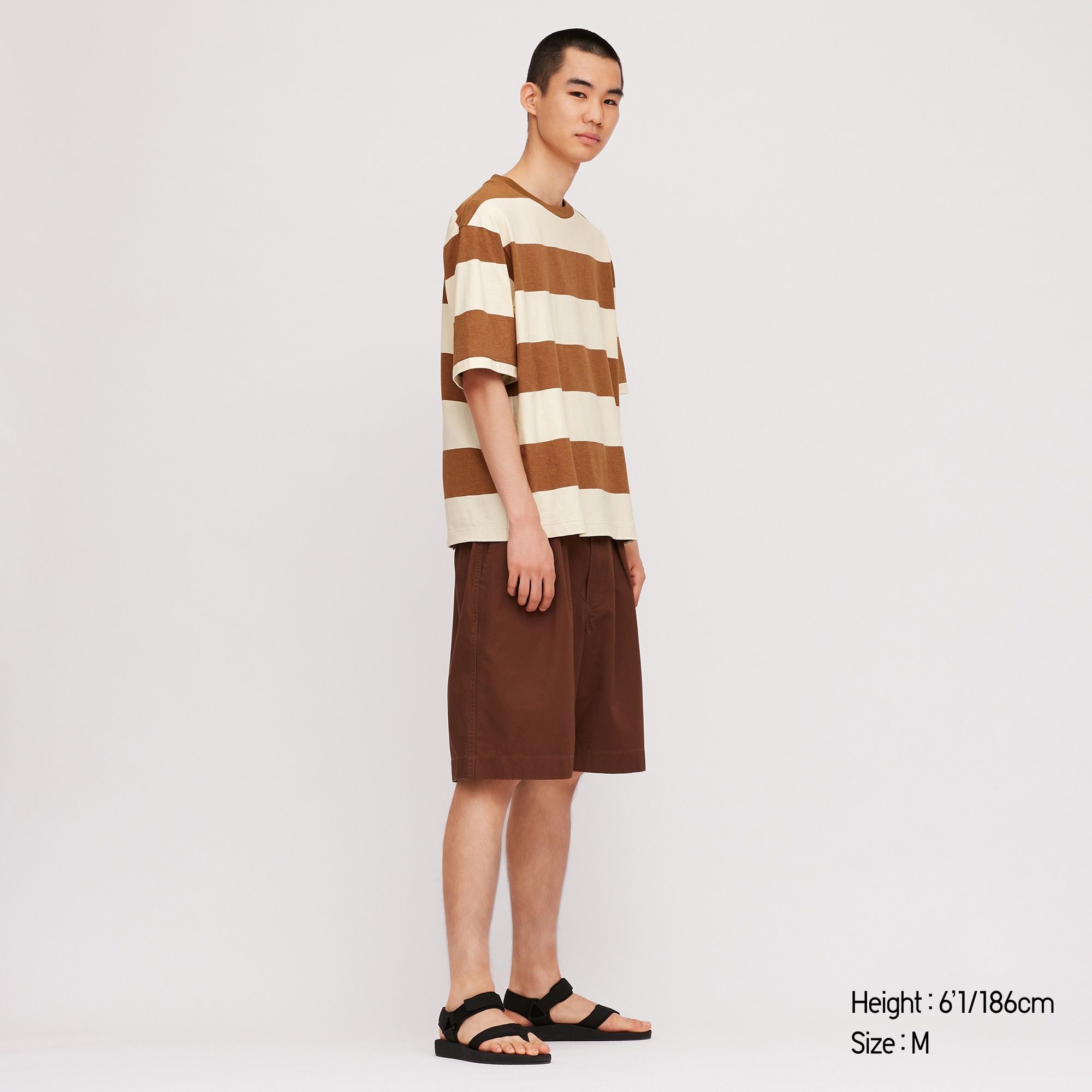 Uniqlo U Oversized Striped Crew Neck 'Brown'