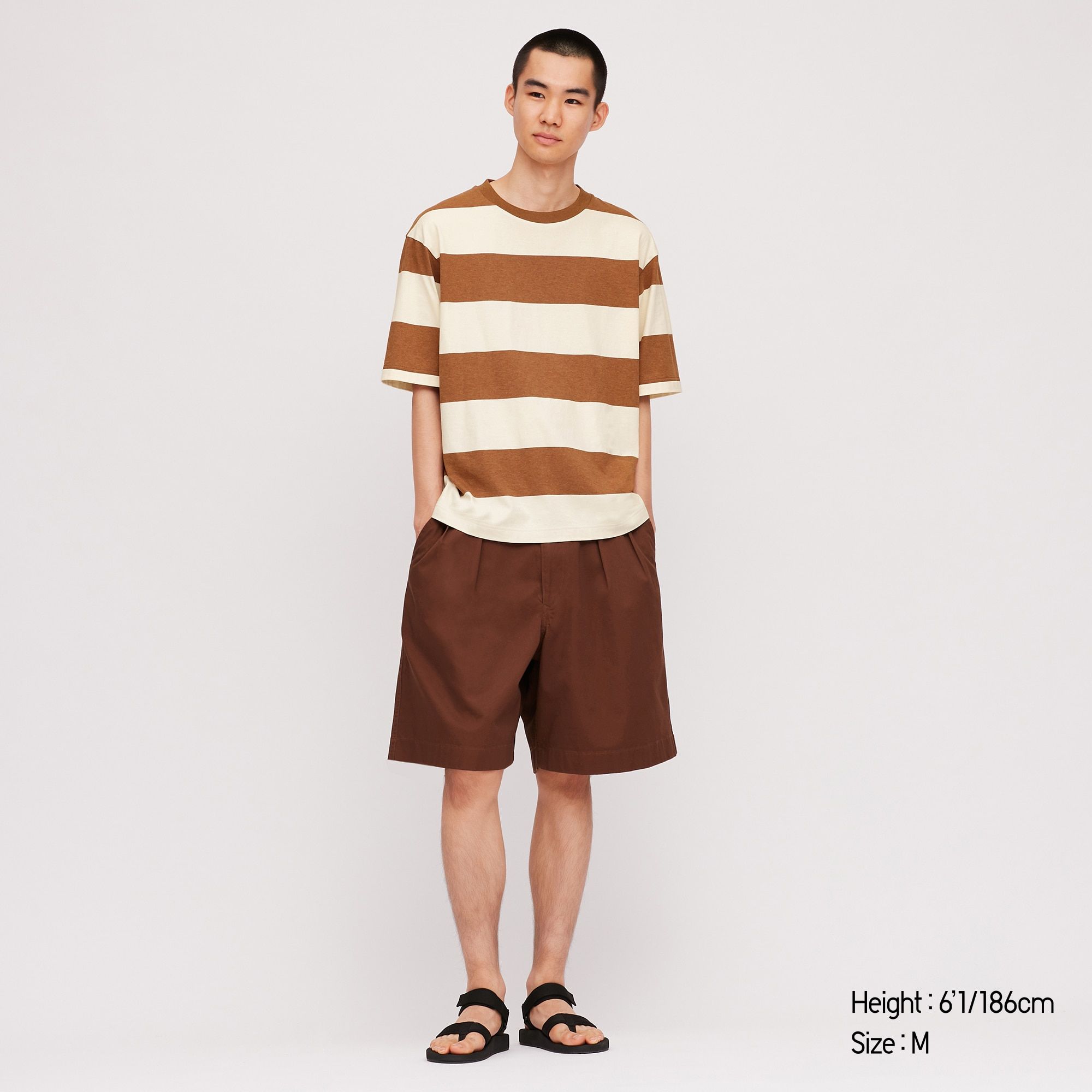Uniqlo U Oversized Striped Crew Neck 'Brown'