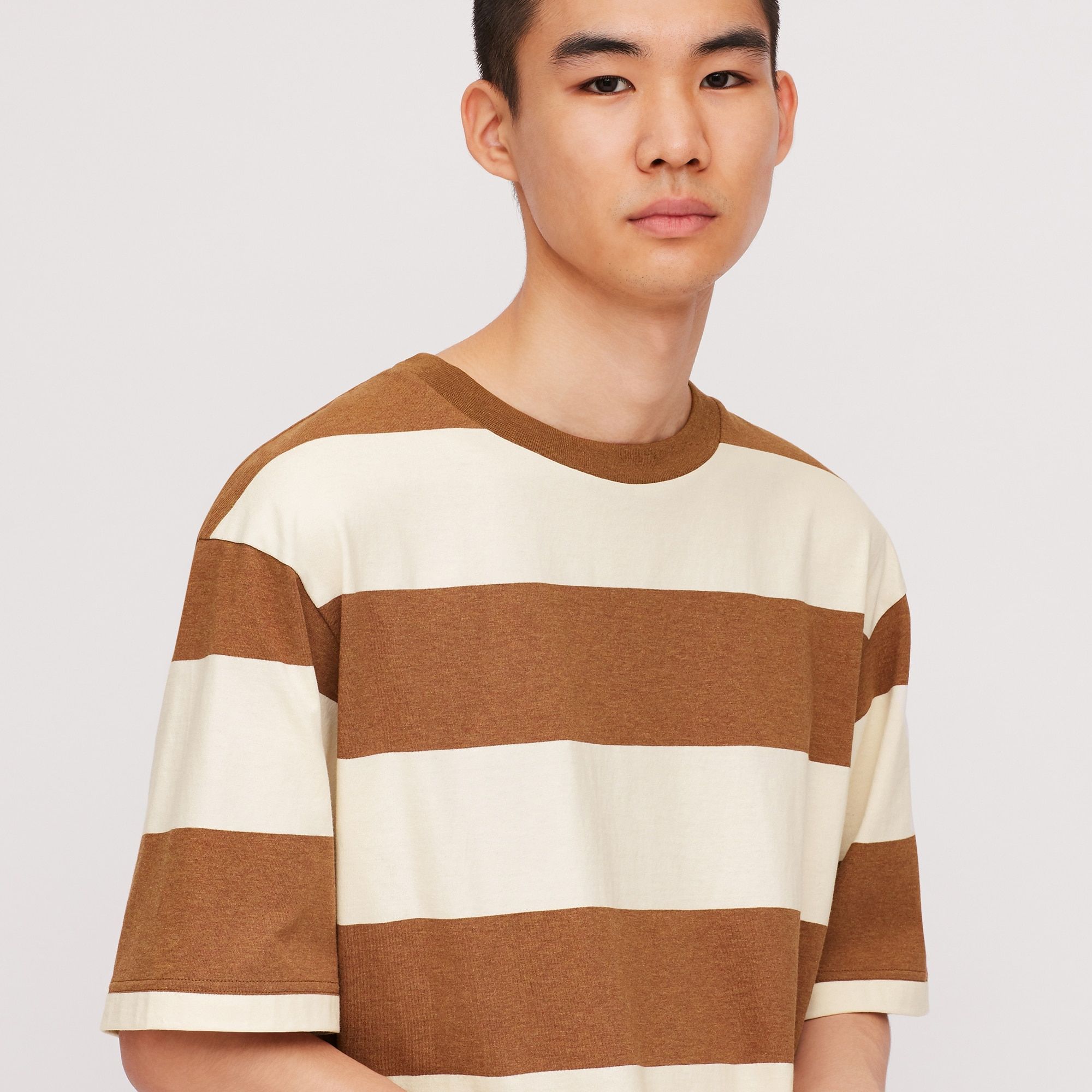 Uniqlo U Oversized Striped Crew Neck 'Brown'