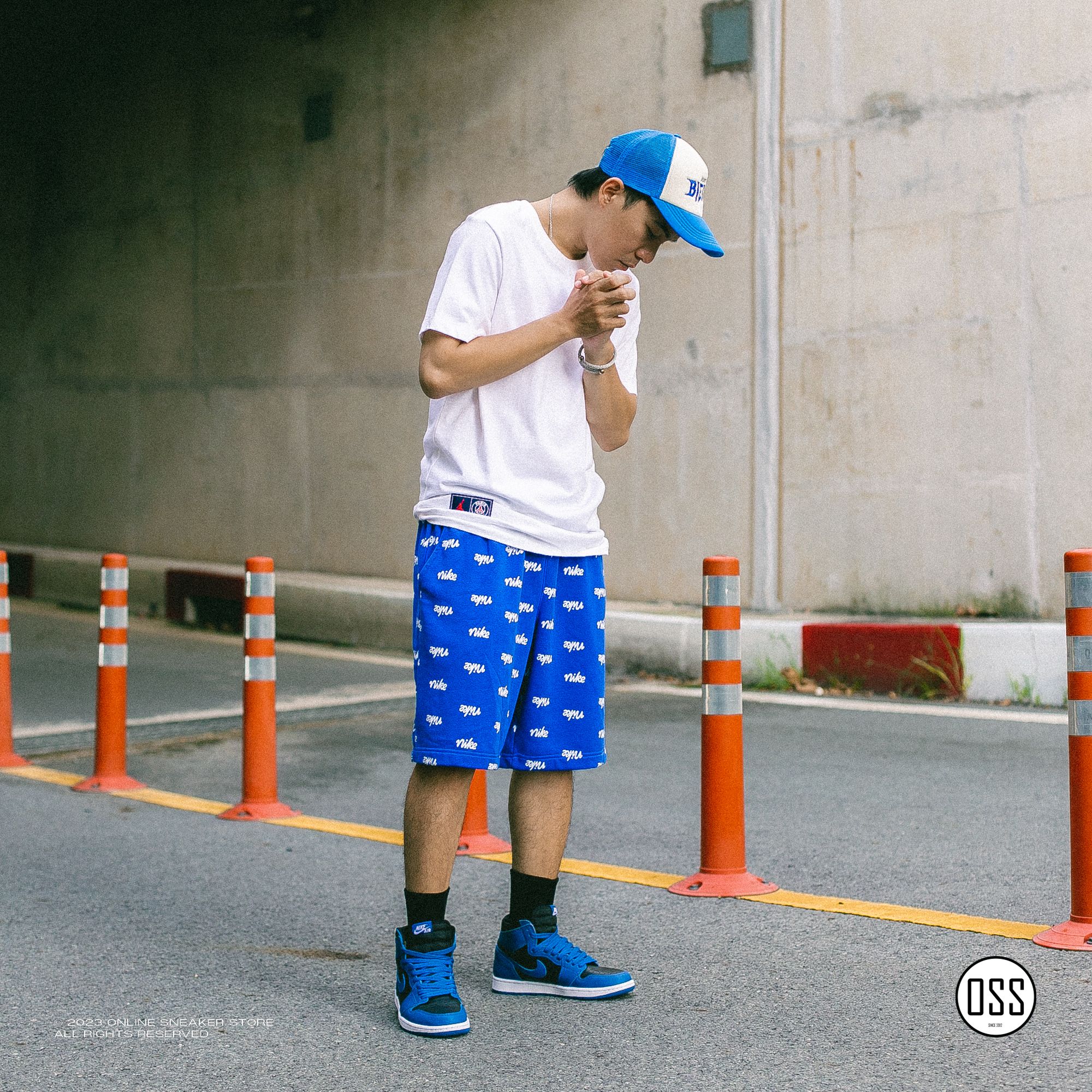  Nike Sportswear Club Script Shorts - Game Royal 