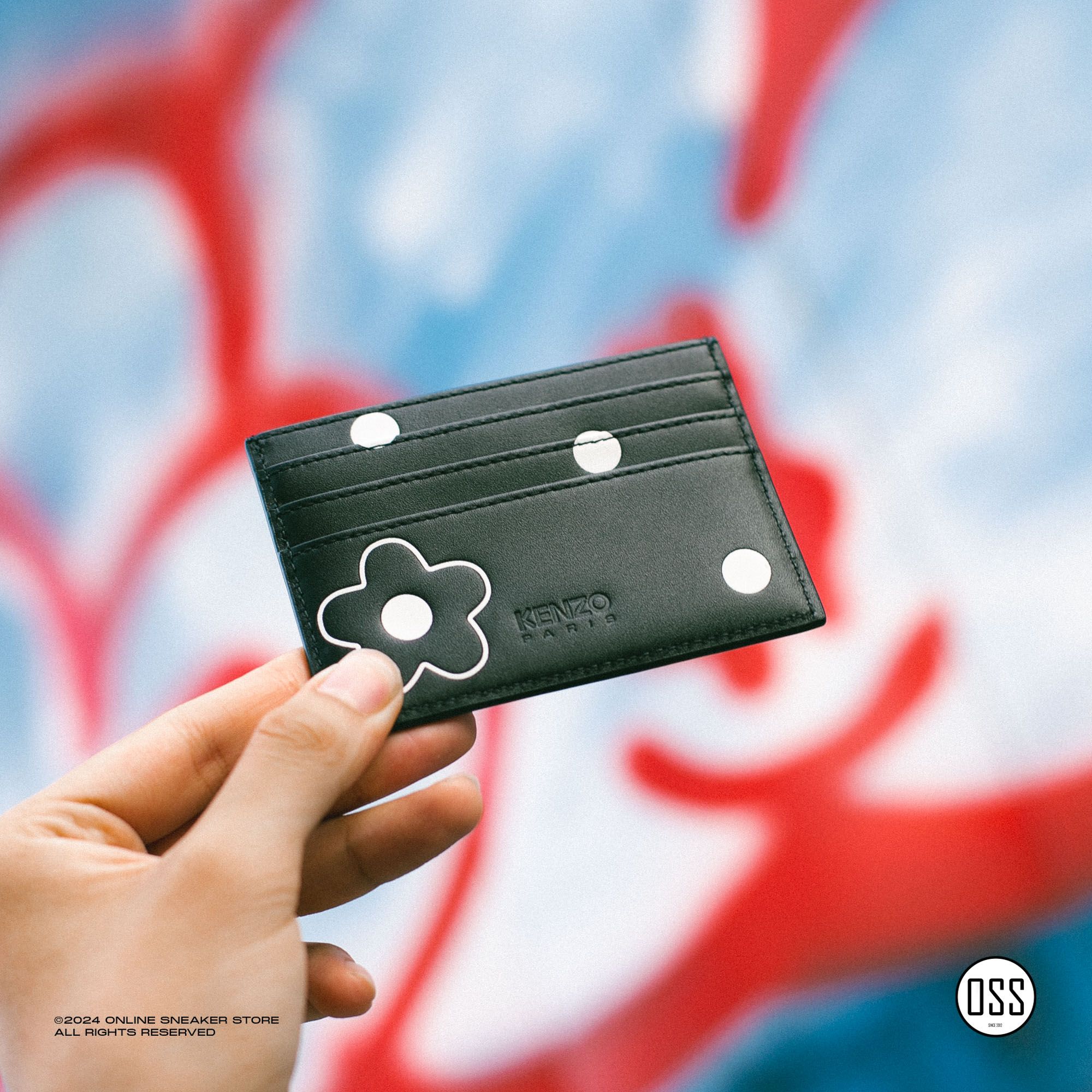 'KENZO Stamp' Leather Card Holder - Black