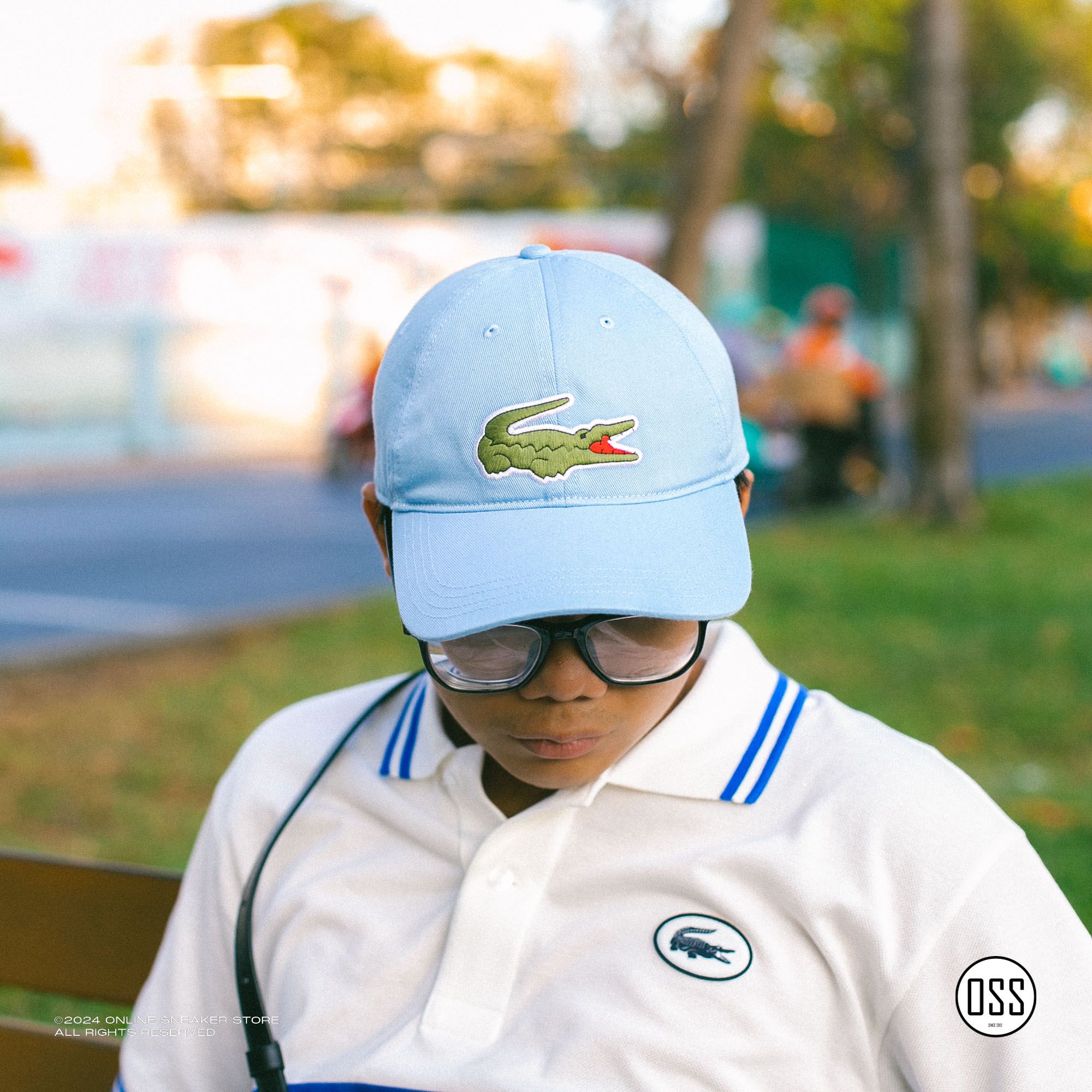Lacoste Adjustable Organic Cotton Twill Cap - Blue