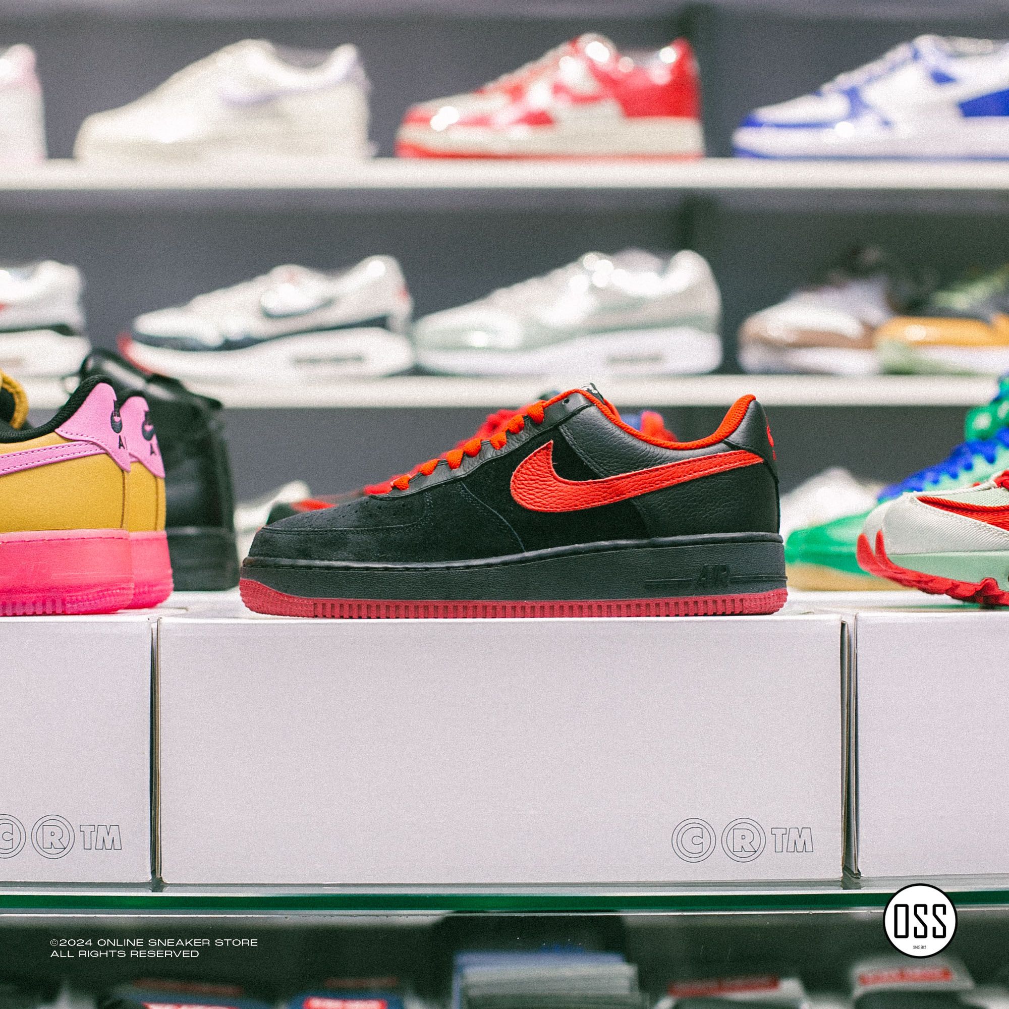 Nike Air Force 1 Low By You - Black Suede / Red