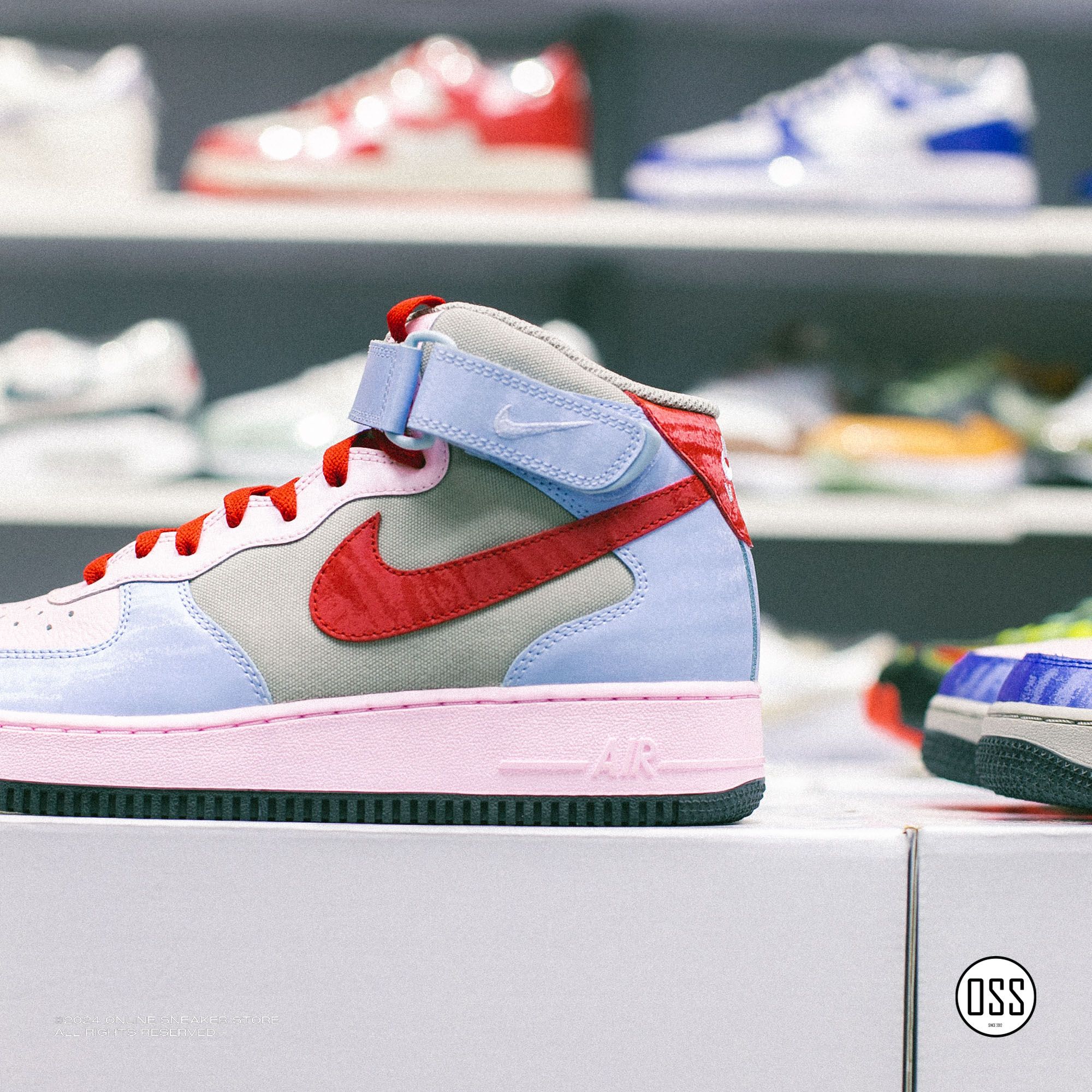 Nike Air Force 1 High By You - Pink / Grey / Blue / Red